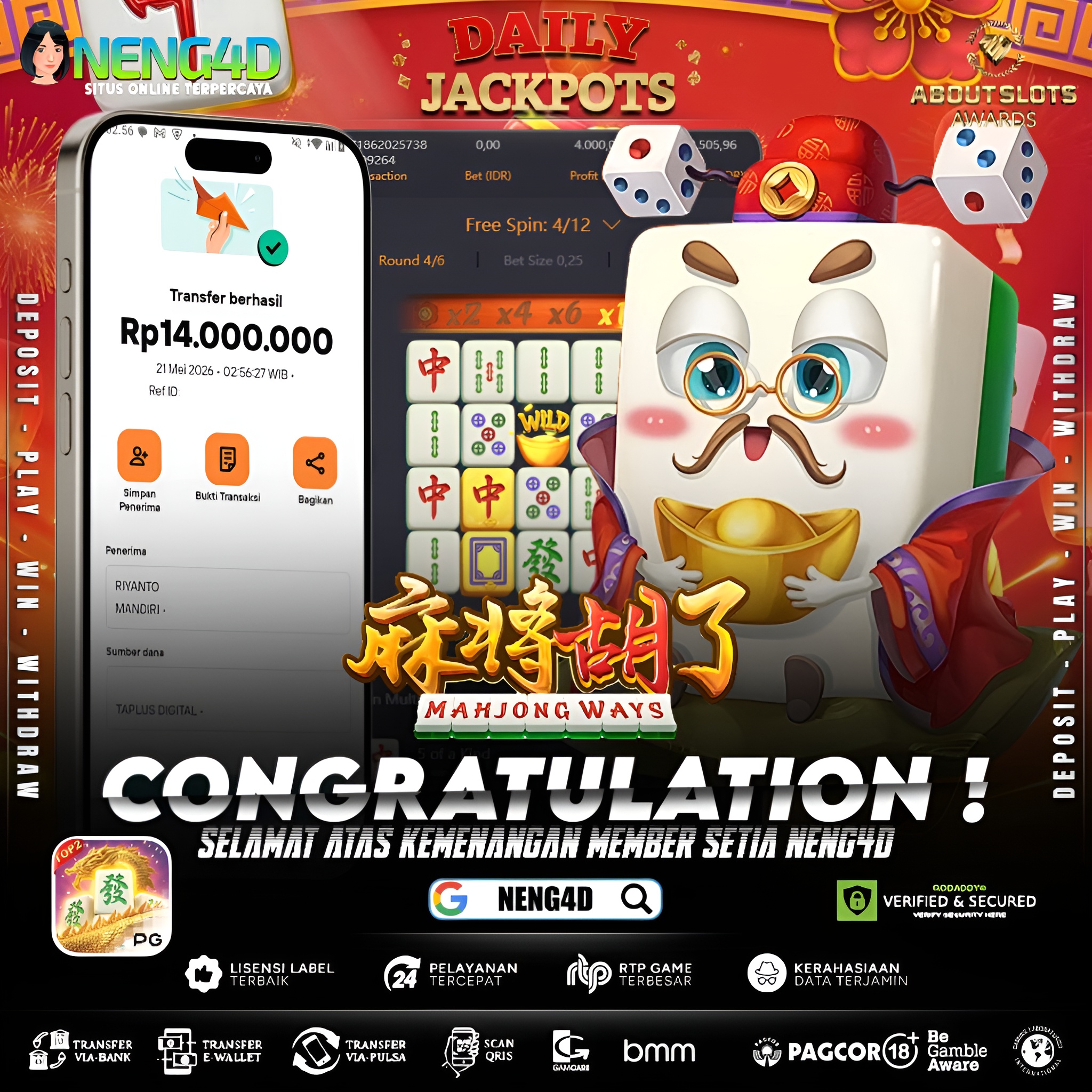 MENANG 14JT MAIN DI MAHJONG WAYS PG SOFT