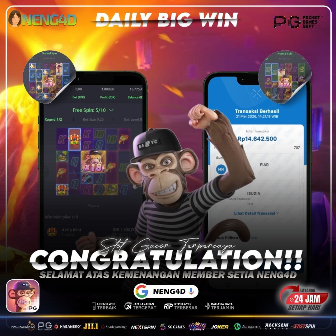 HASIL KEMENANGAN 14 JUTA DI GAME WILD APE#3258