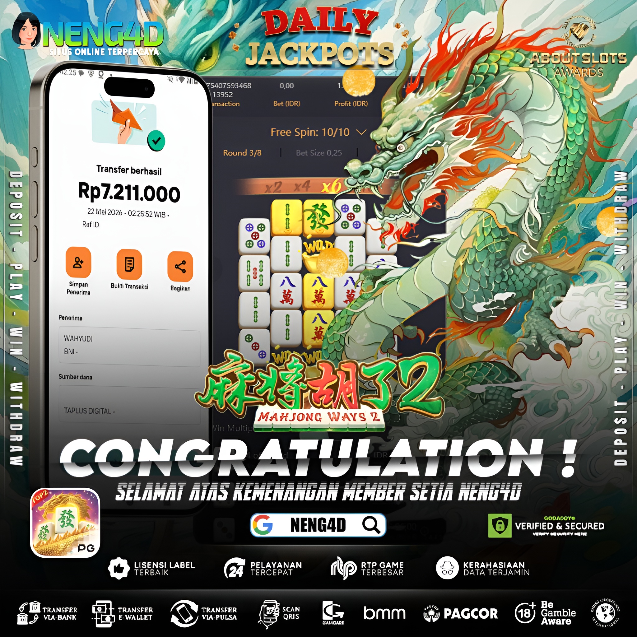 MENANG 7JT MAIN DI MAHJONG WAYS 2 PG SOFT