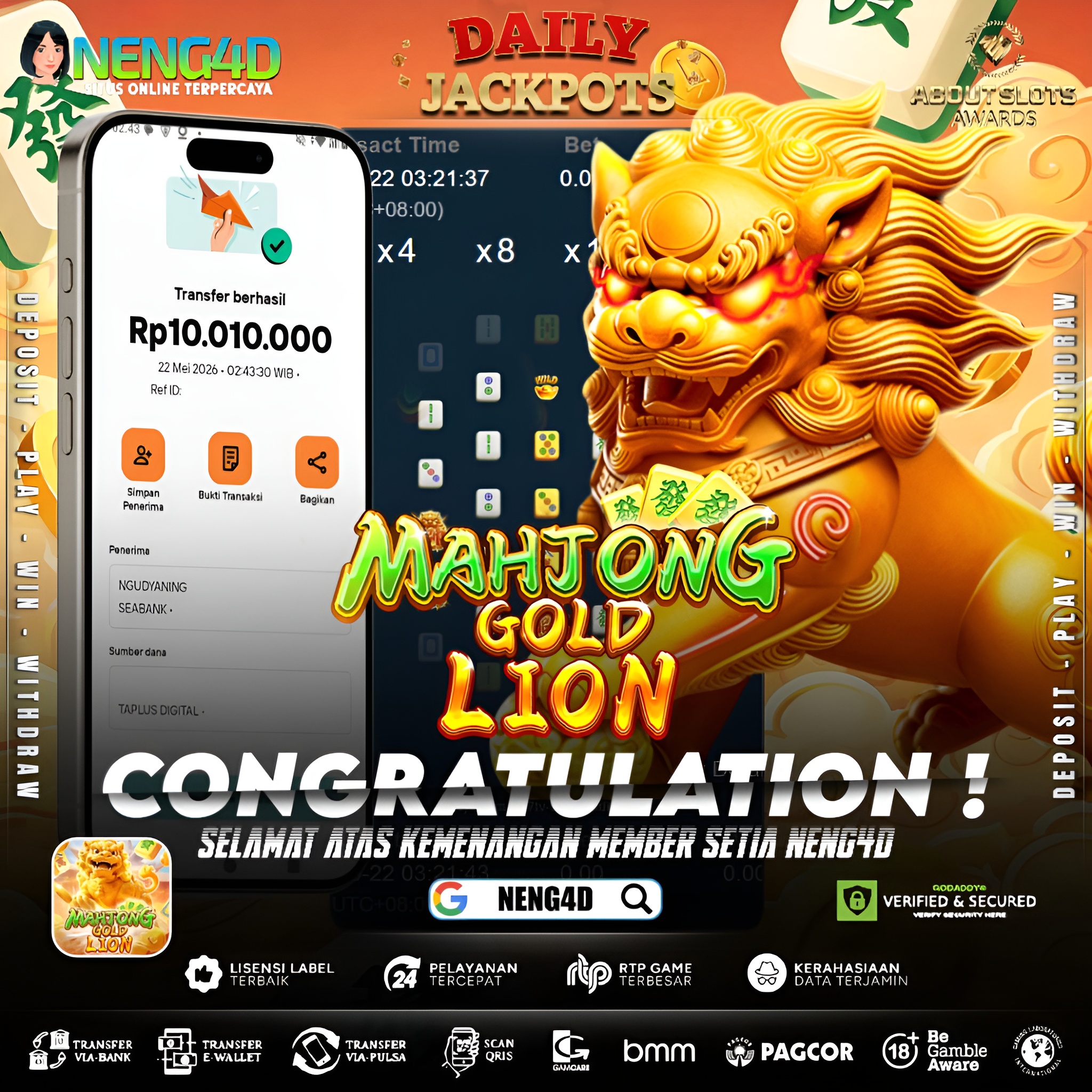 MENANG 10JT MAIN DI MAHJONG GOLD: LION LIVE22