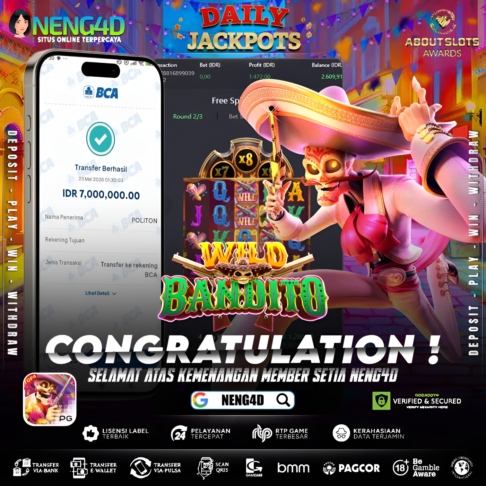 MENANG 7JT MAIN DI WILD BANDITO PG SOFT