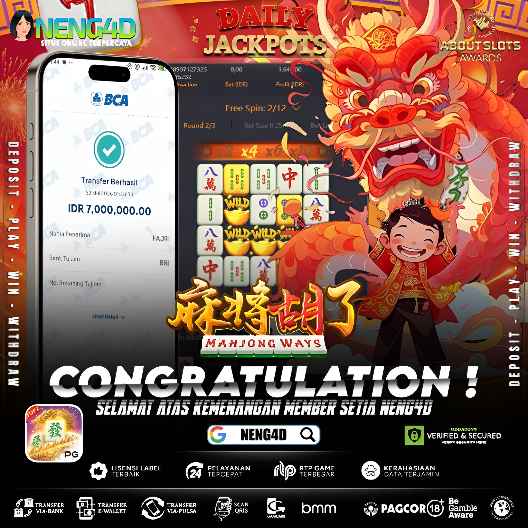 MENANG 7JT MAIN DI MAHJONG WAYS PG SOFT
