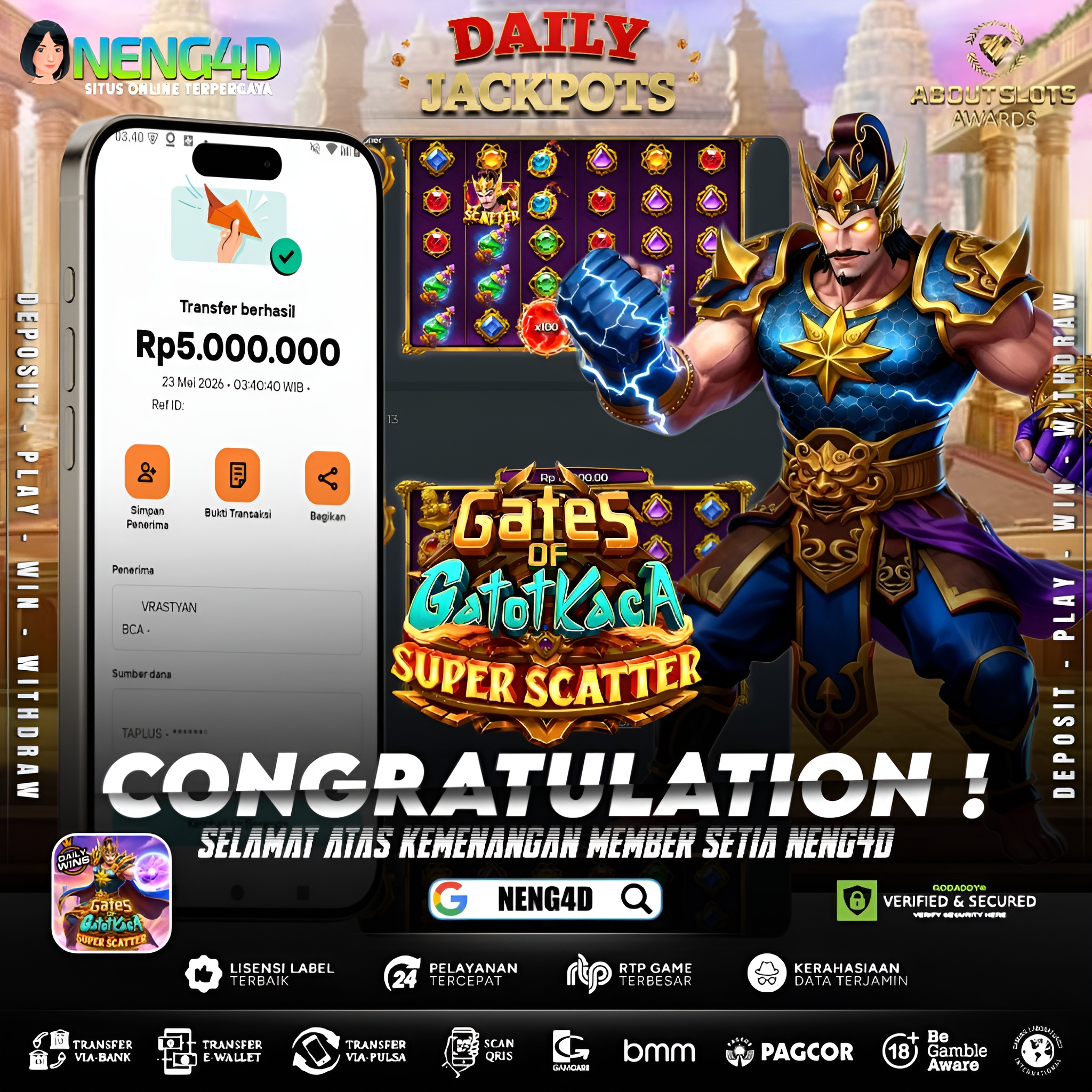 MENANG 5JT MAIN DI GATES OF GATOT KACA SUPER SCATTER PRAGMATIC PLAY