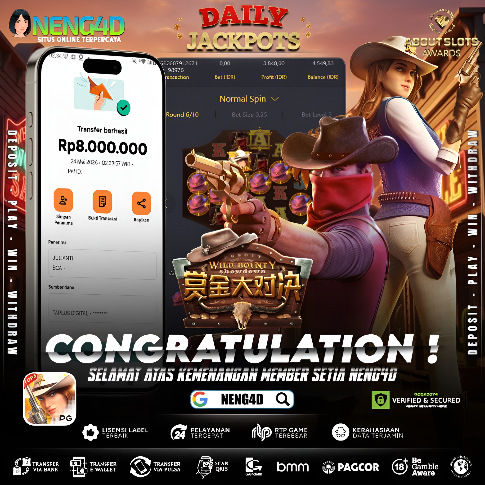 MENANG 8JT MAIN DI WILD BOUNTY SHOWDOWN PG SOFT