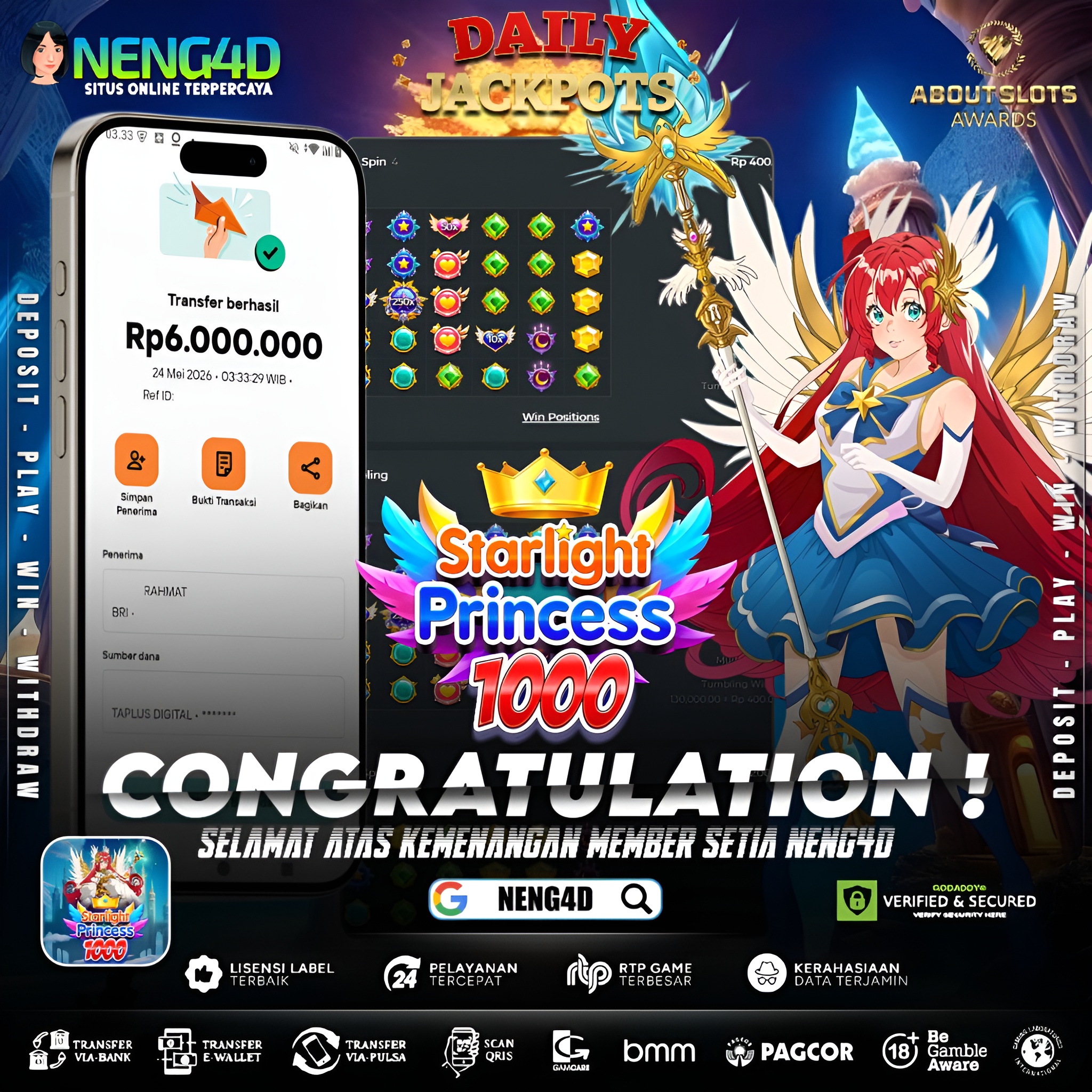 MENANG 6JT MAIN DI STARLIGHT PRINCESS 1000 PRAGMATIC PLAY