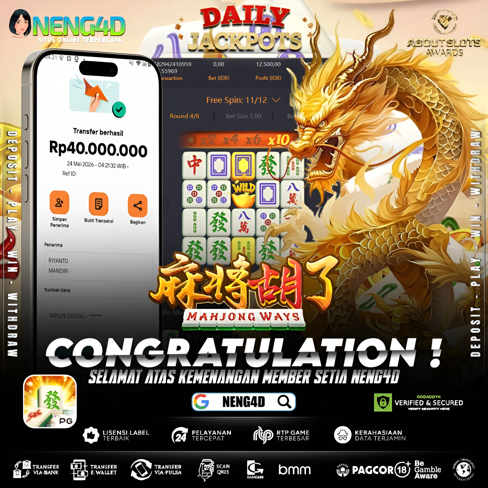MENANG 40JT MAIN DI MAHJONG WAYS PG SOFT