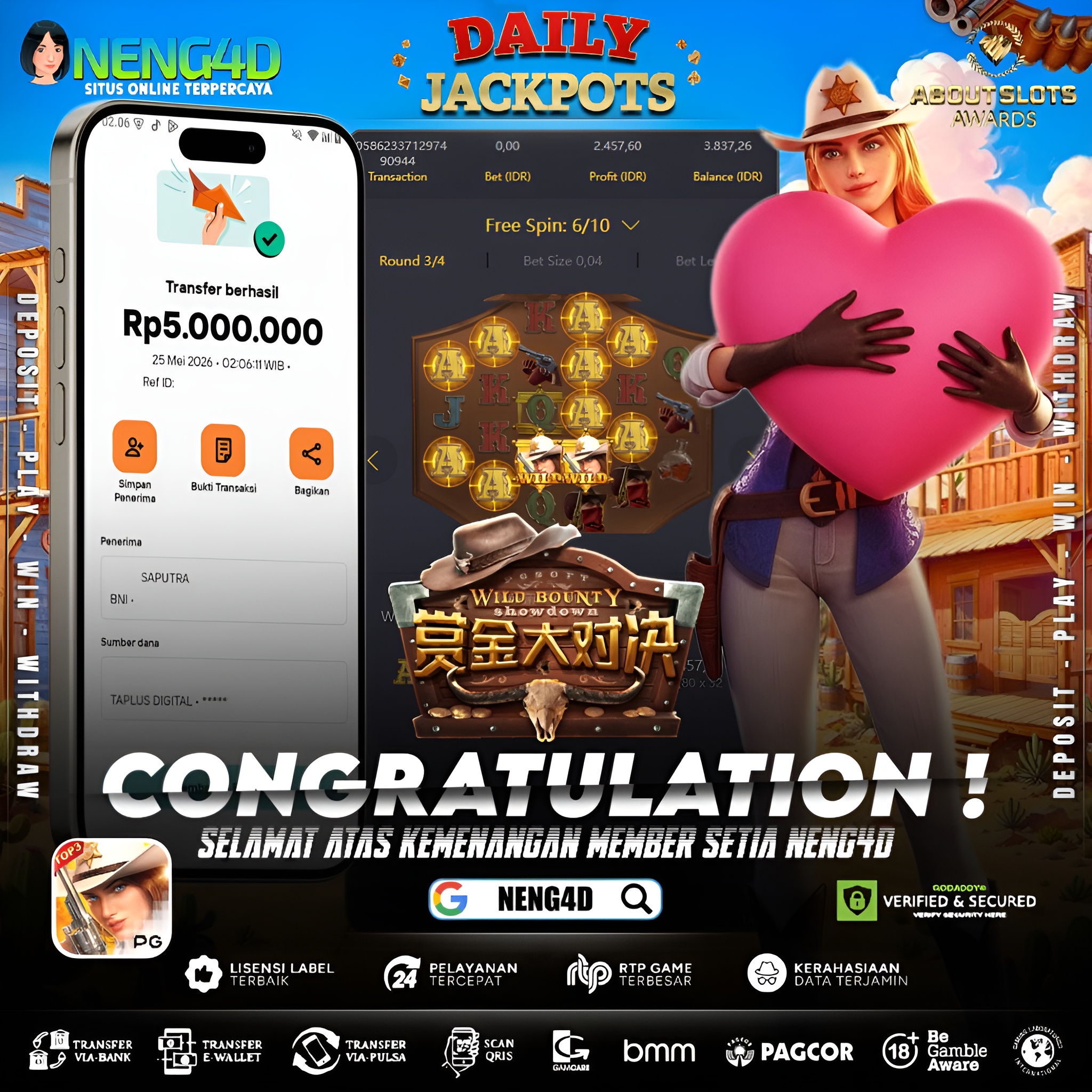 MENANG 5JT MAIN DI WILD BOUNTY SHOWDOWN PG SOFT