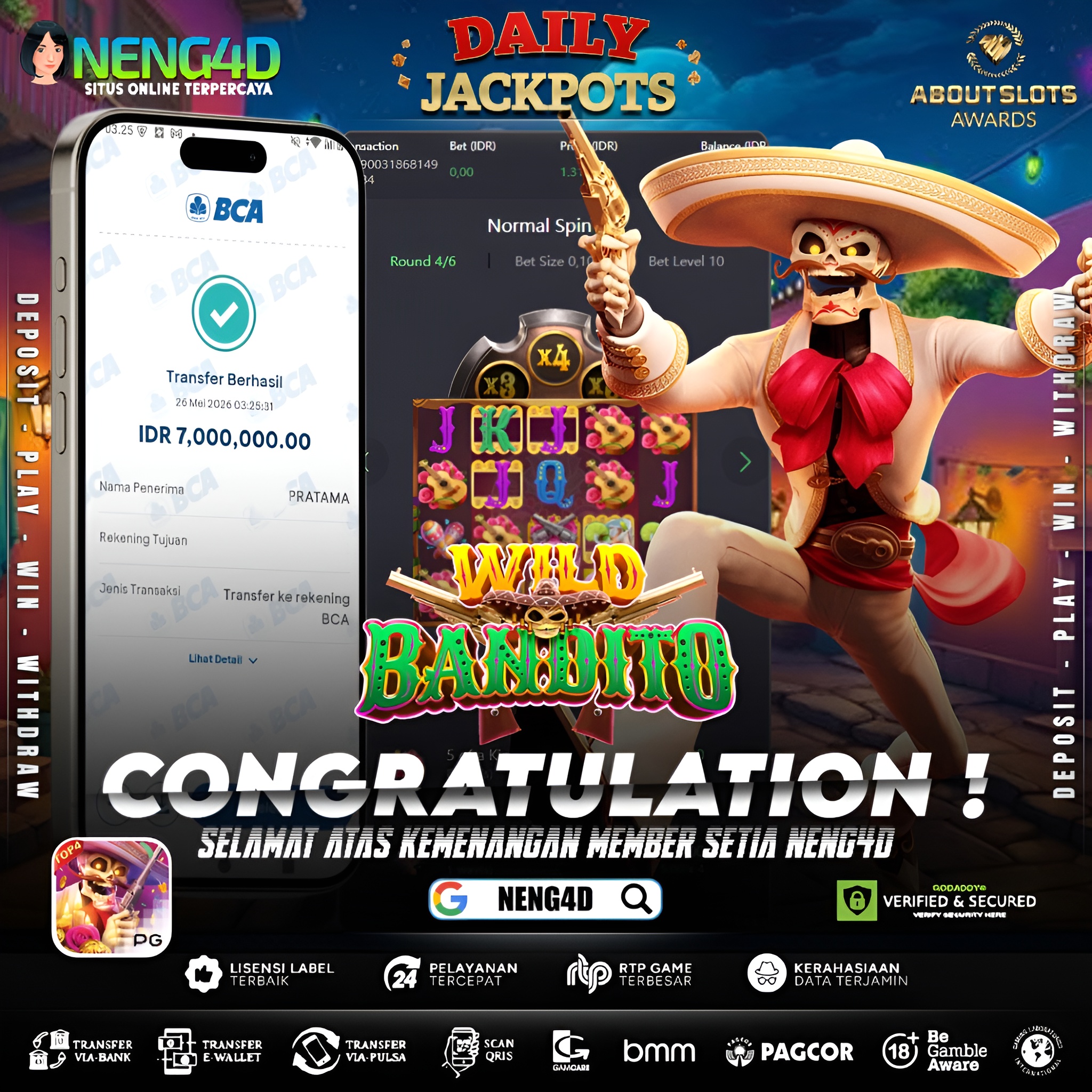 MENANG 7JT MAIN DI WILD BANDITO PG SOFT