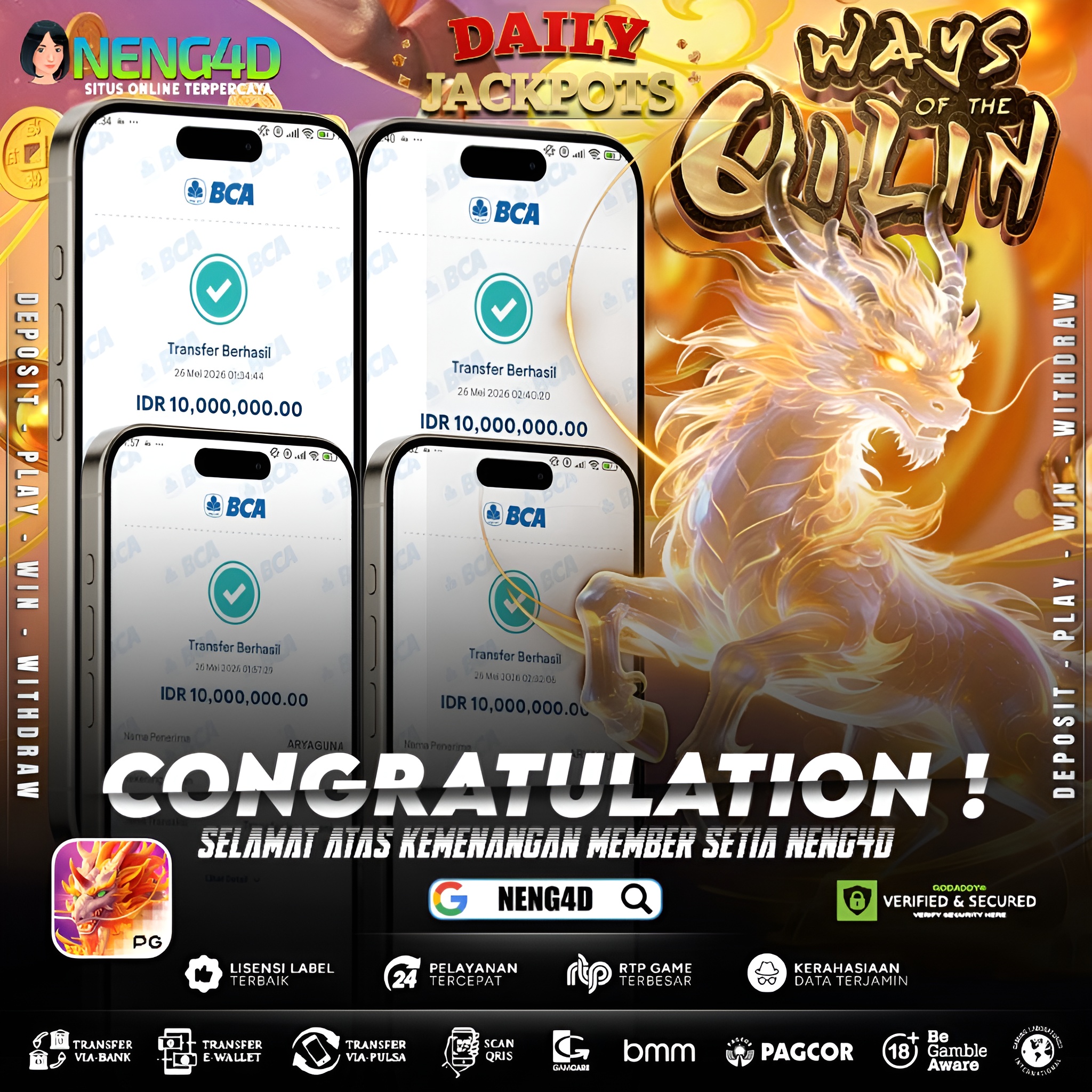 MENANG 40JT MAIN DI WAYS OF THE QILIN PG SOFT