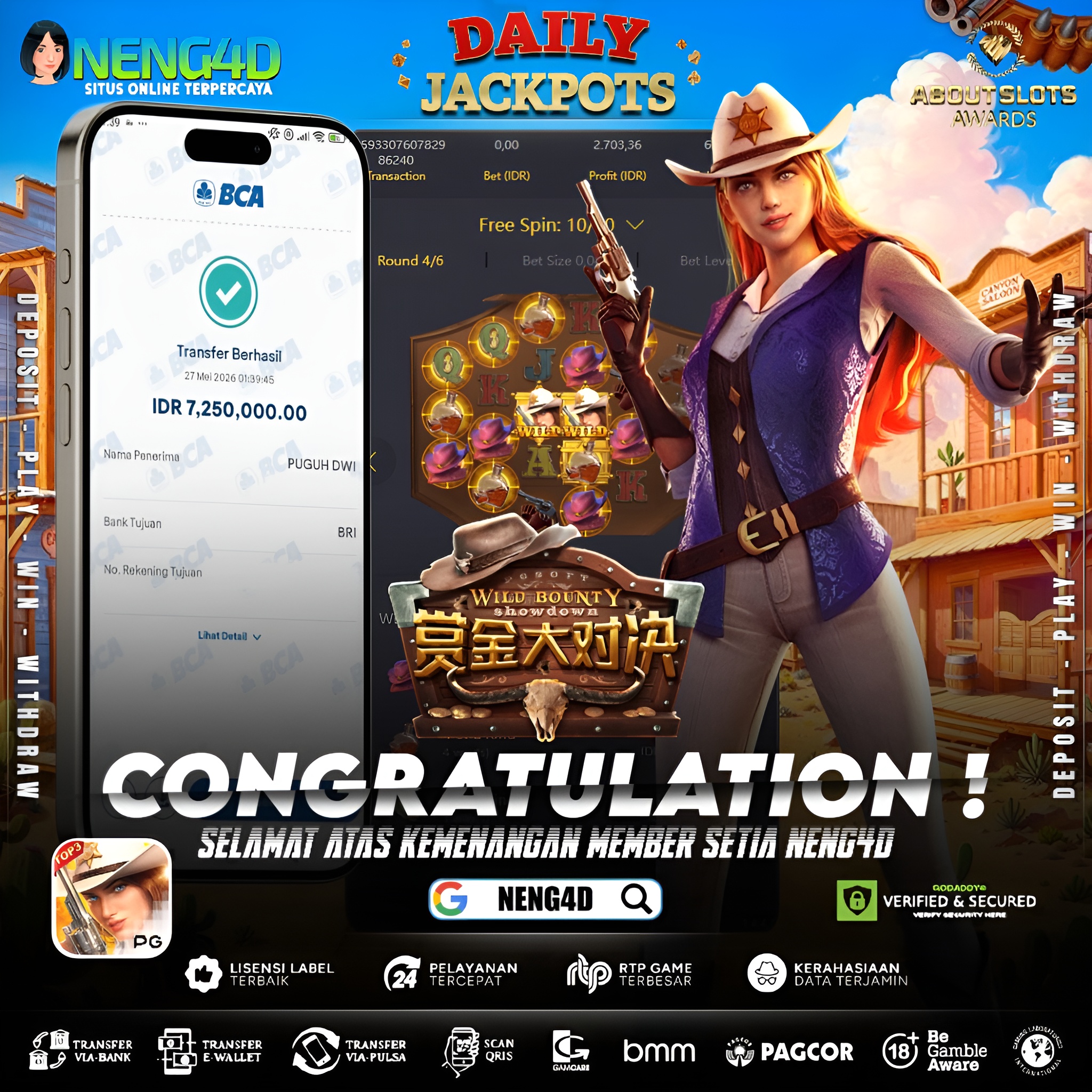 MENANG 7JT MAIN DI WILD BOUNTY SHOWDOWN PG SOFT