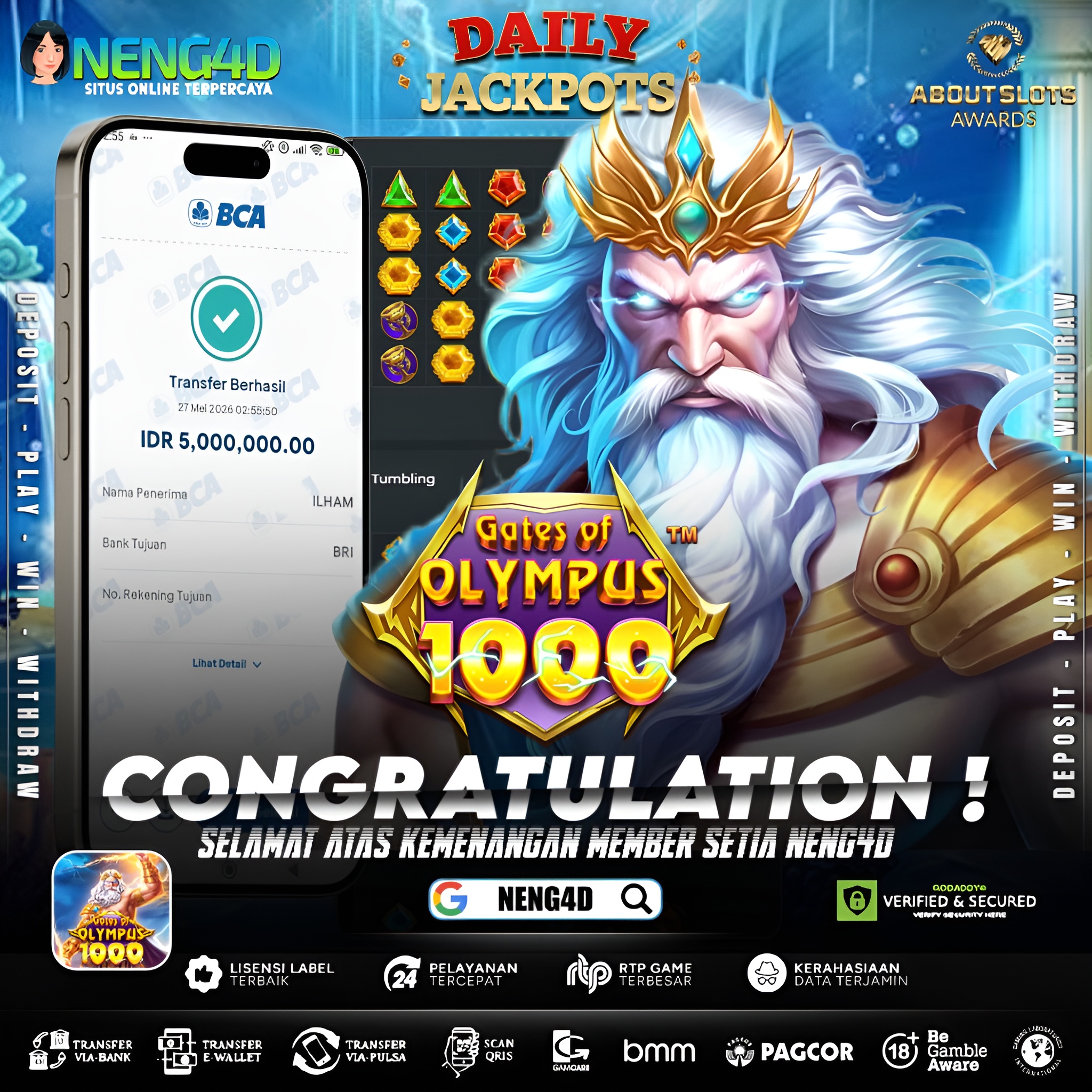 MENANG 5JT MAIN DI GATES OF OLYMPUS 1000 PRAGMATIC PLAY