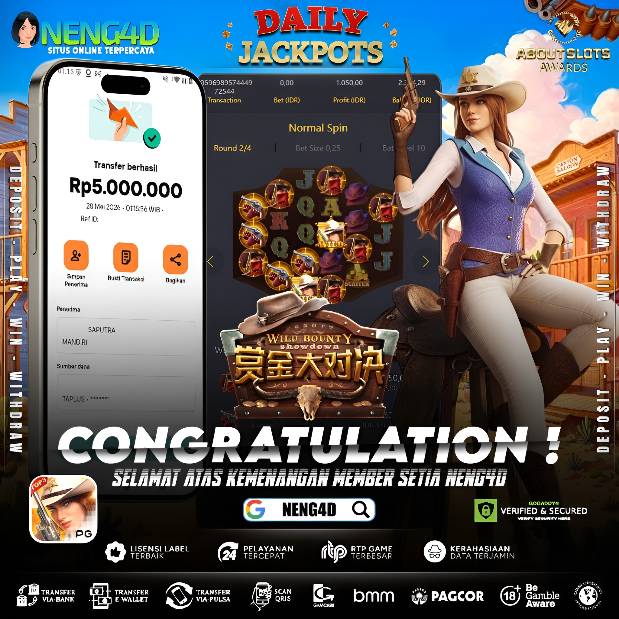 MENANG 5JT MAIN DI WILD BOUNTY SHOWDOWN PG SOFT