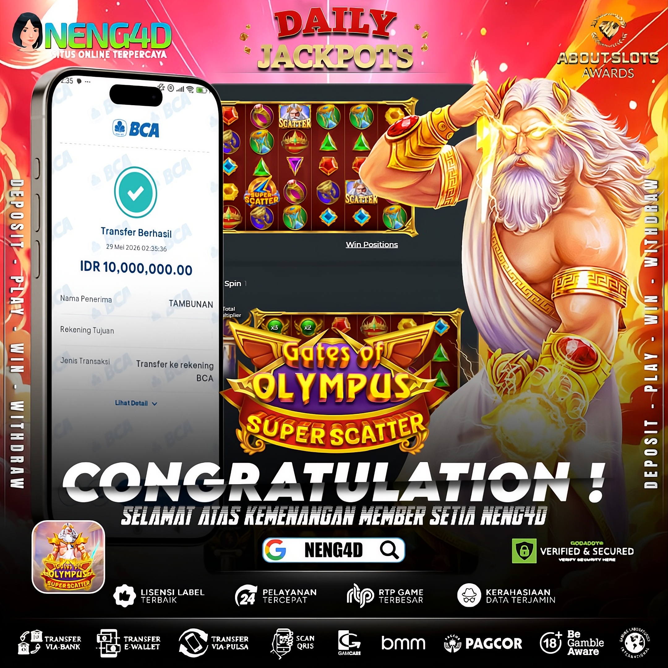 MENANG 10JT MAIN DI GATES OF OLYMPUS SUPER SCATTER PRAGMATIC PLAY