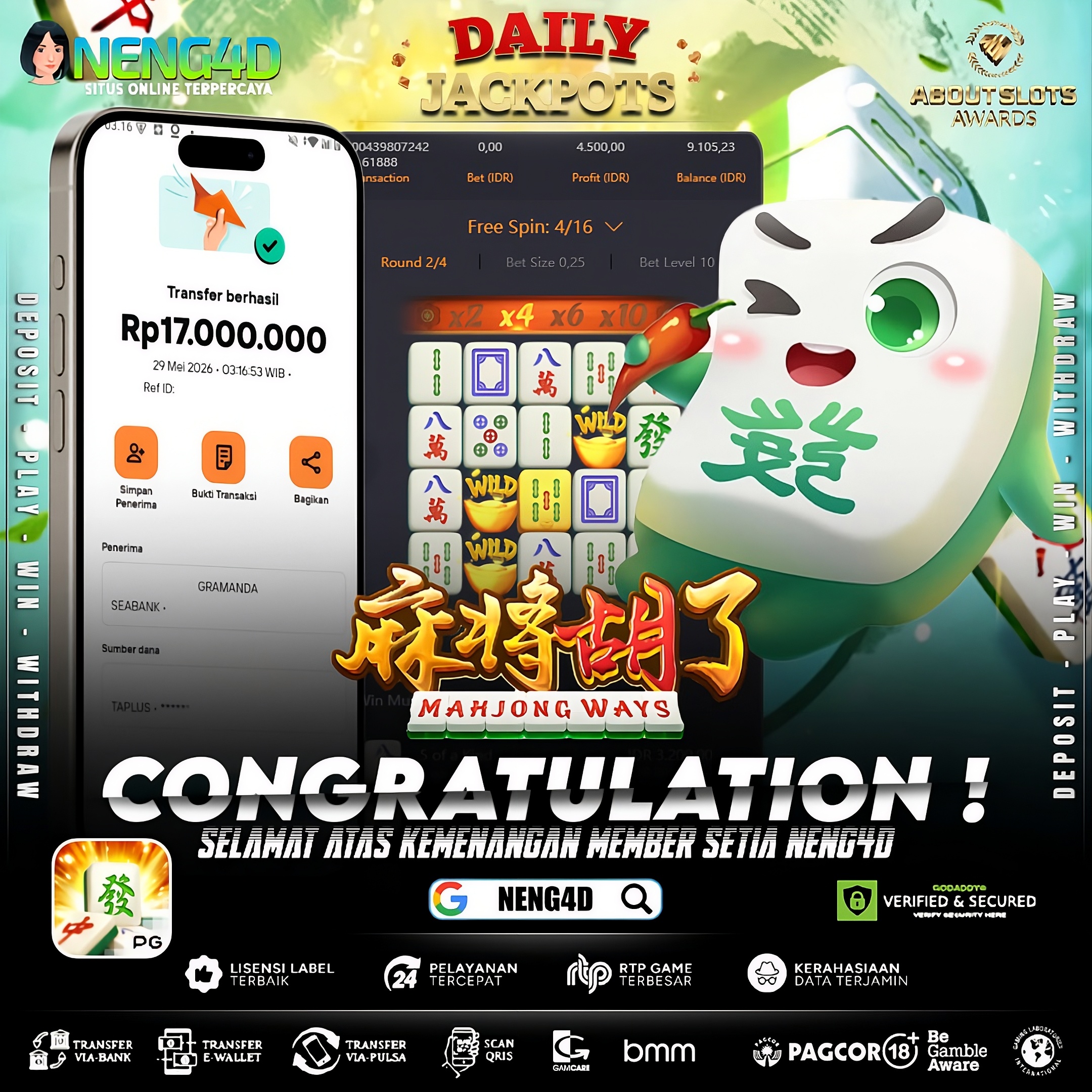 MENANG 17JT MAIN DI MAHJONG WAYS PG SOFT