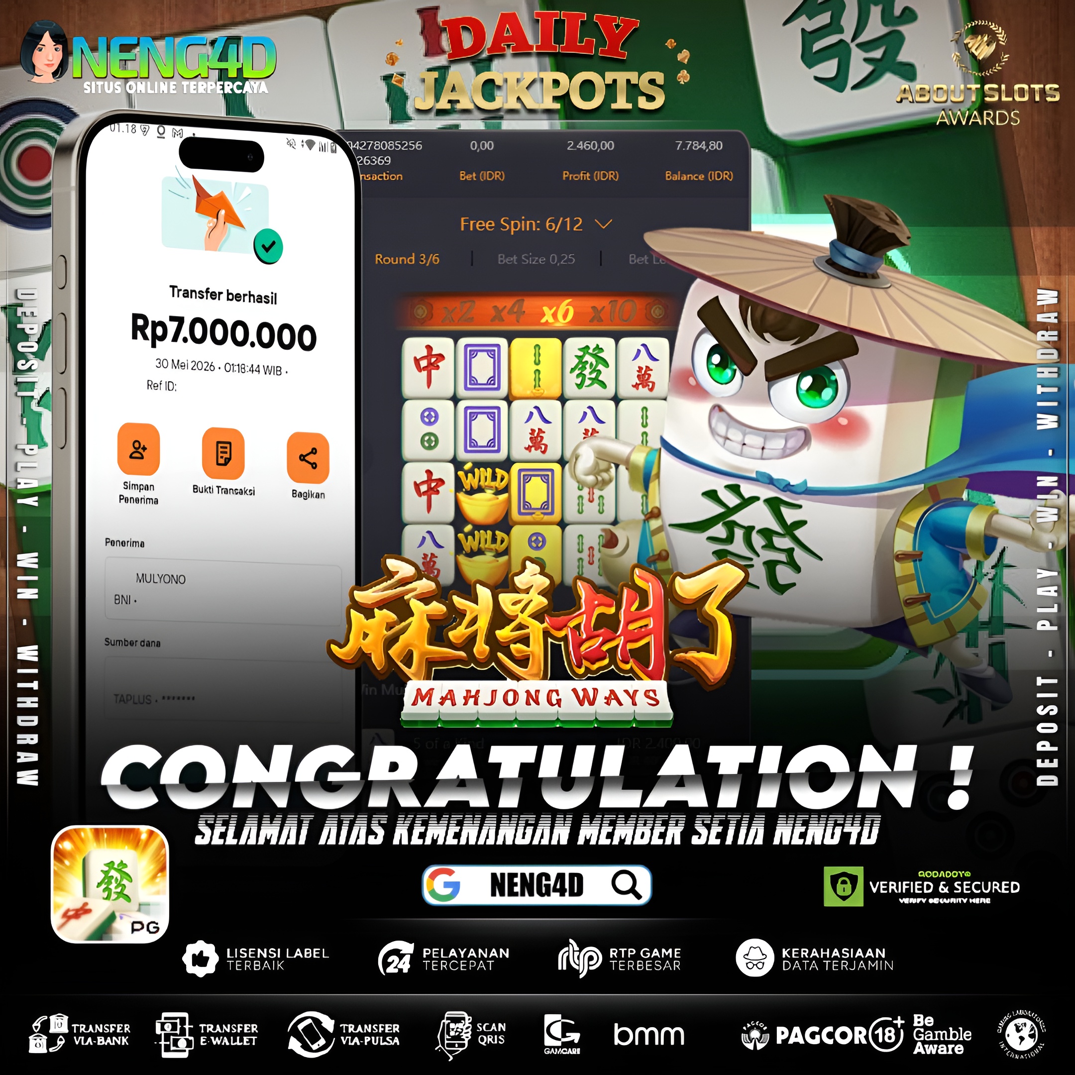 MENANG 7JT MAIN DI MAHJONG WAYS PG SOFT