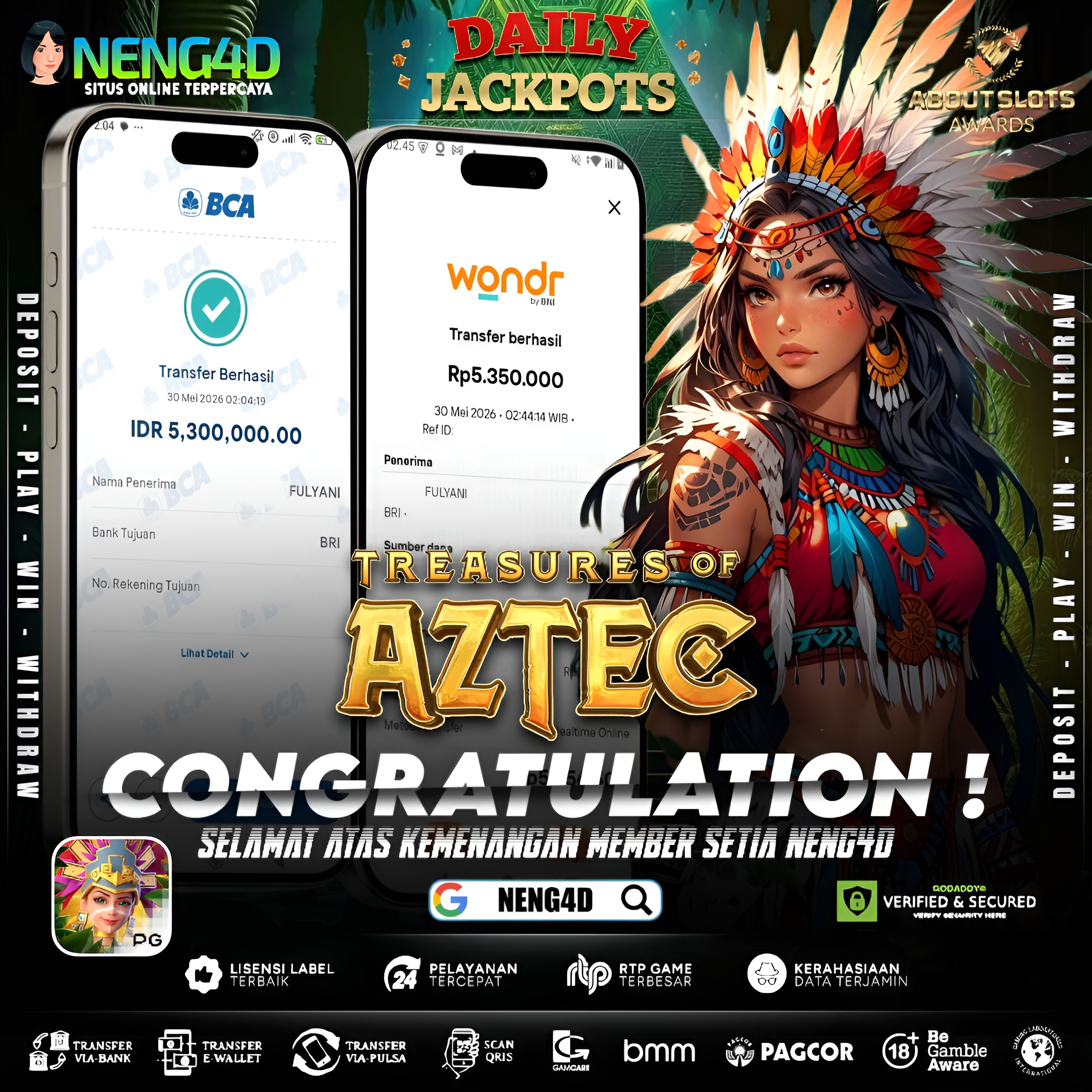 MENANG 10JT MAIN DI TREASURES OF AZTEC PG SOFT