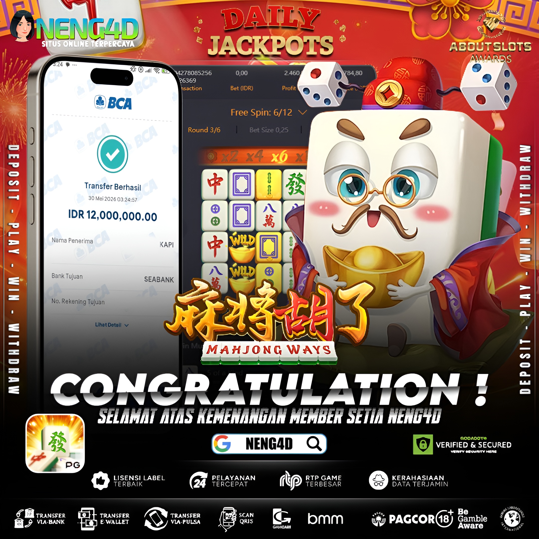 MENANG 12JT MAIN DI MAHJONG WAYS PG SOFT