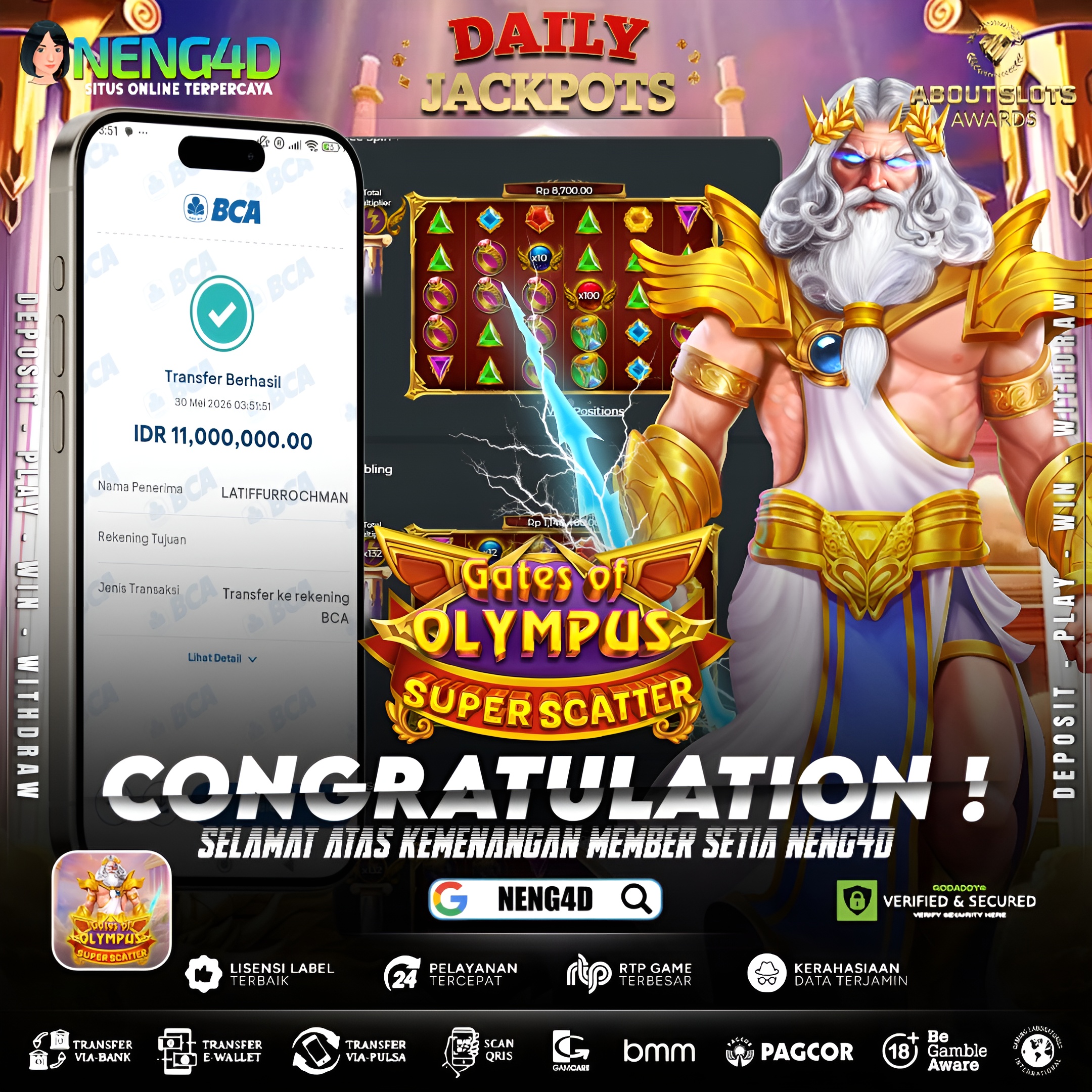 MENANG 11JT MAIN DI GATES OF OLYMPUS SUPER SCATTER PRAGMATIC PLAY