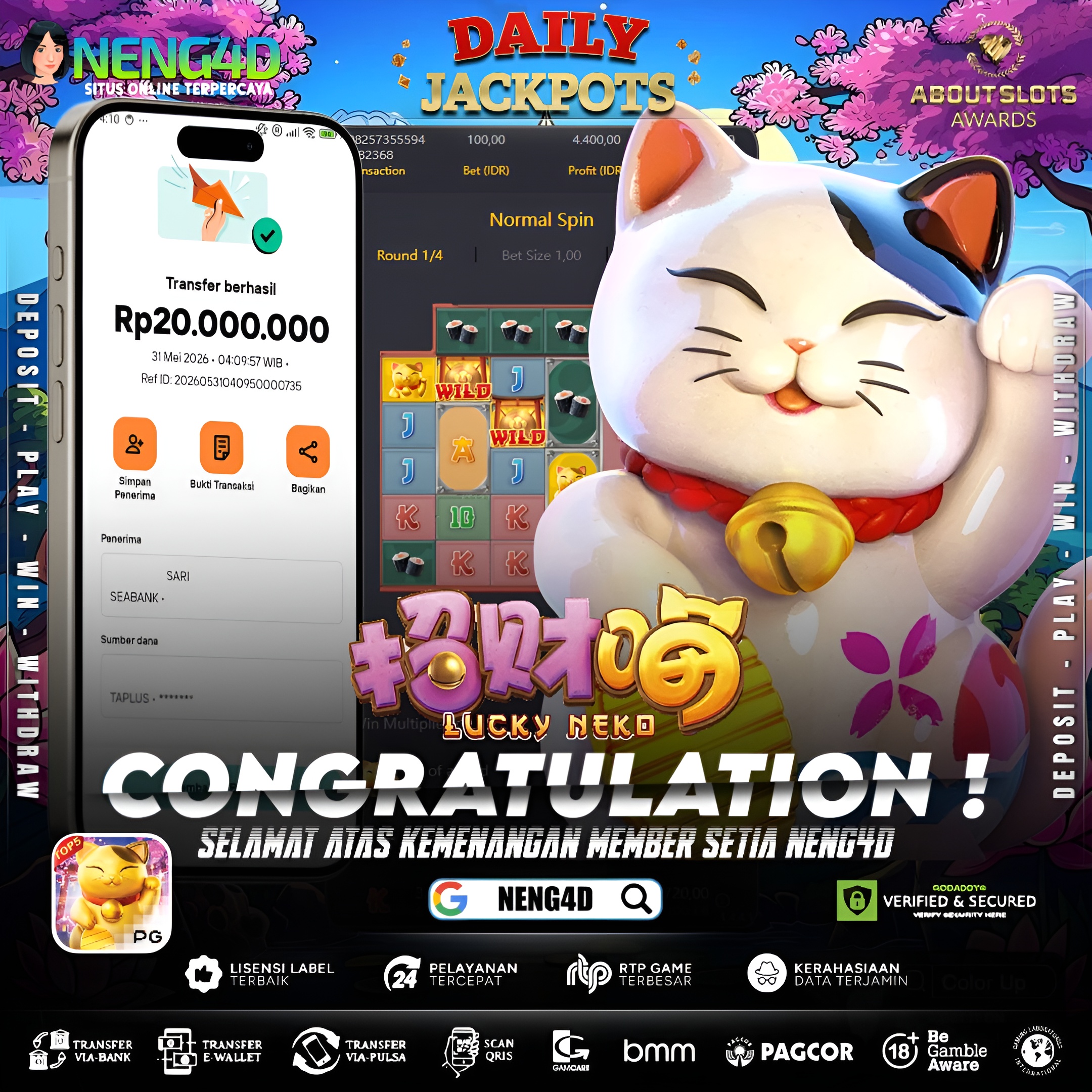 MENANG 20JT MAIN DI LUCKY NEKO PG SOFT