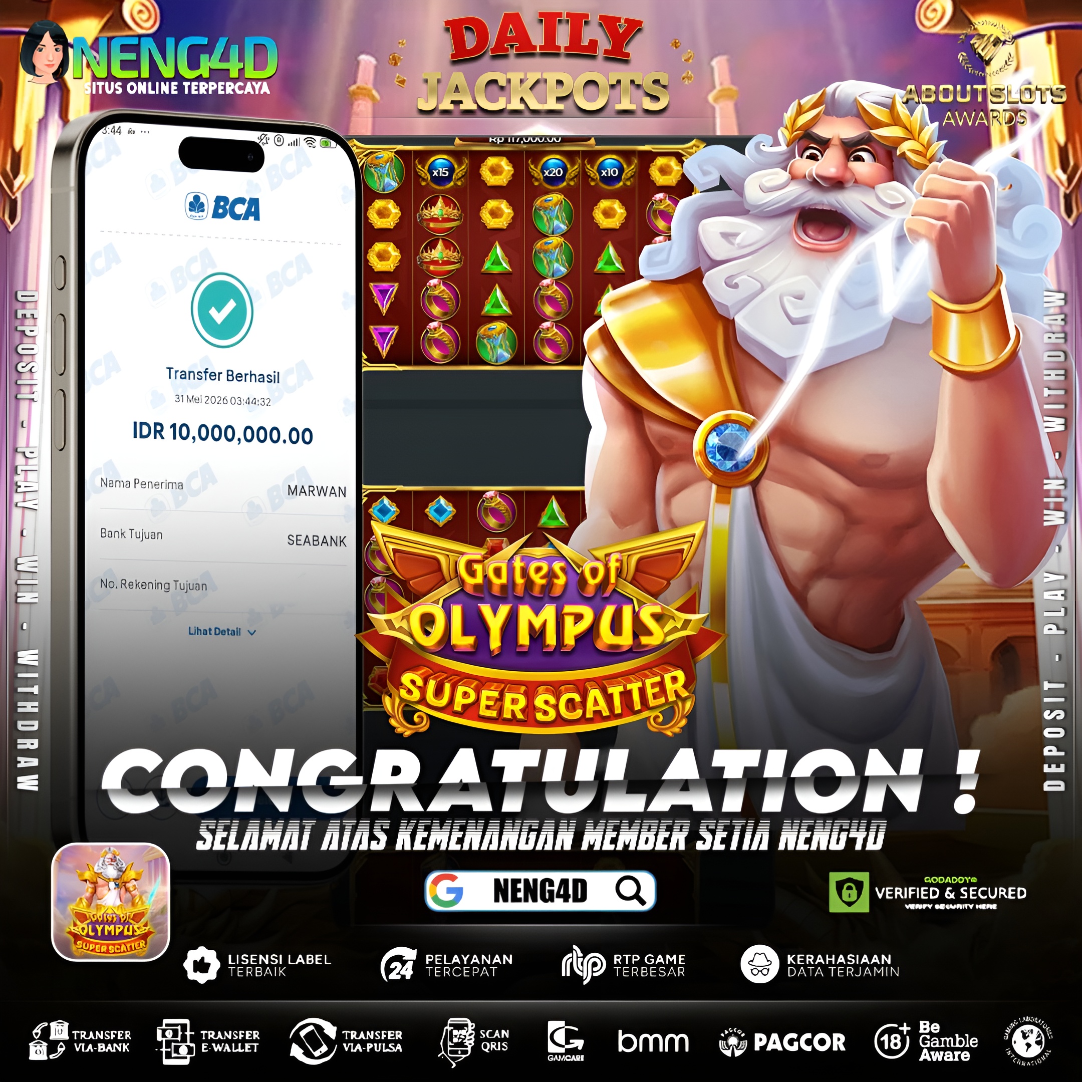 MENANG 10JT MAIN DI GATES OF OLYMPUS SUPER SCATTER PRAGMATIC PLAY