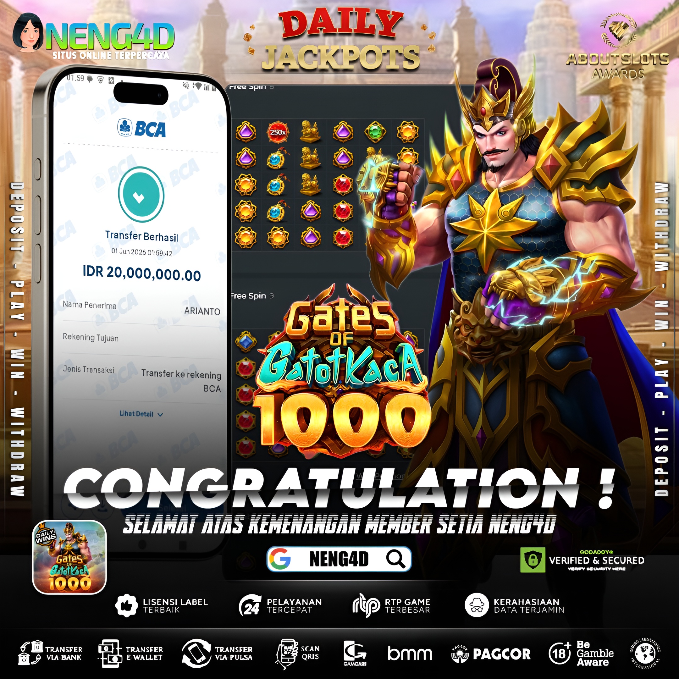 MENANG 20JT MAIN DI GATES OF GATOT KACA 1000 PRAGMATIC PLAY