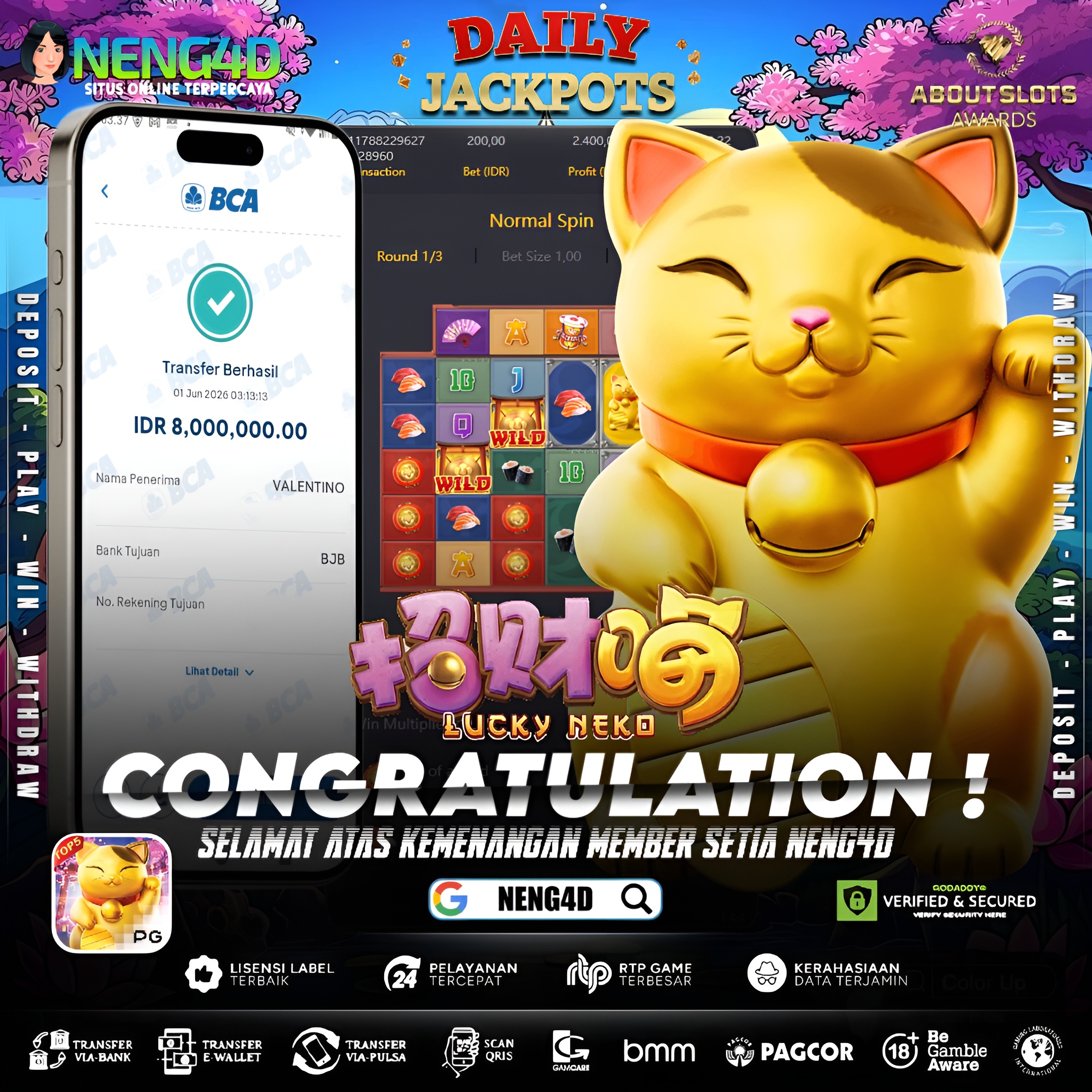 MENANG 8JT MAIN DI LUCKY NEKO PG SOFT
