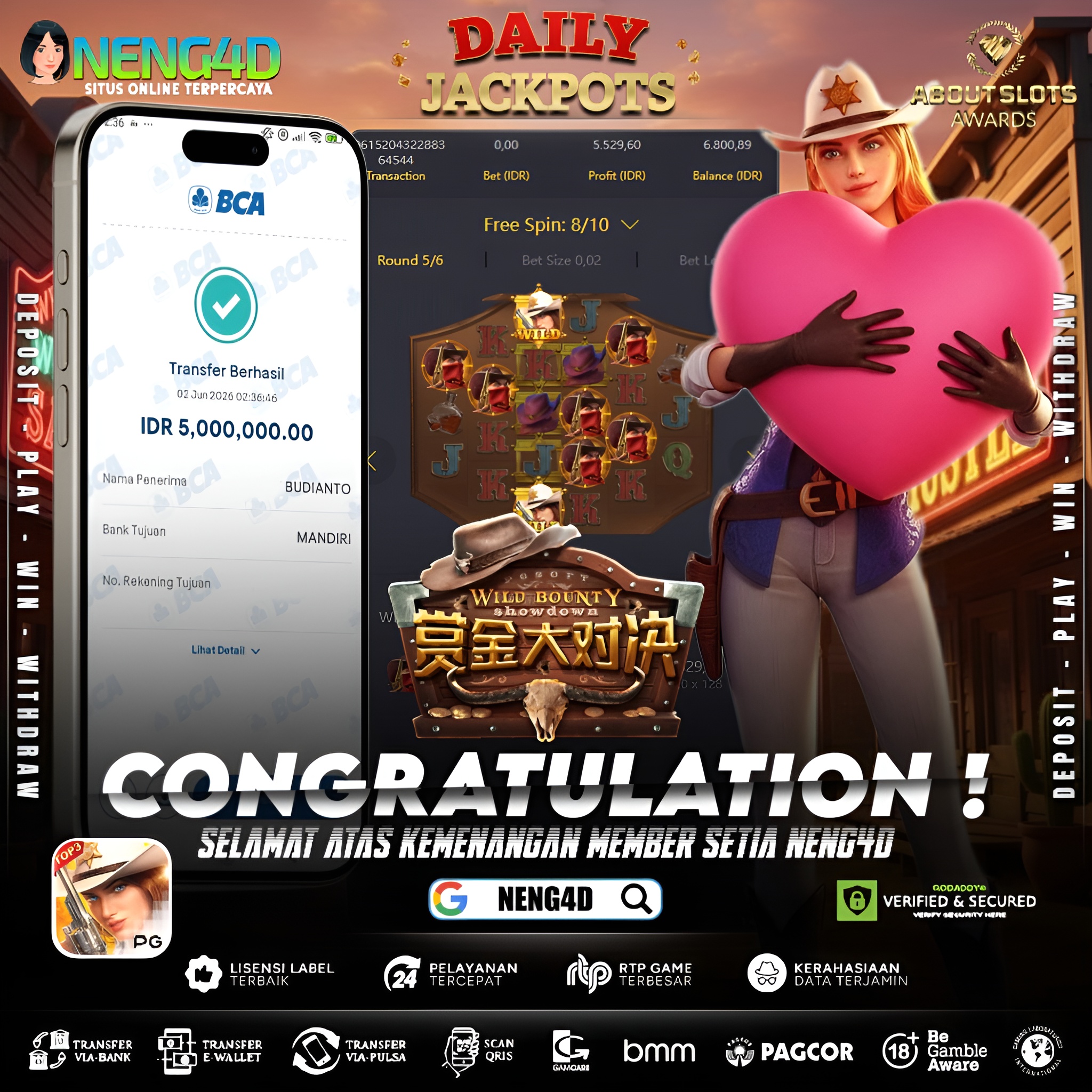 MENANG 5JT MAIN DI WILD BOUNTY SHOWDOWN PG SOFT