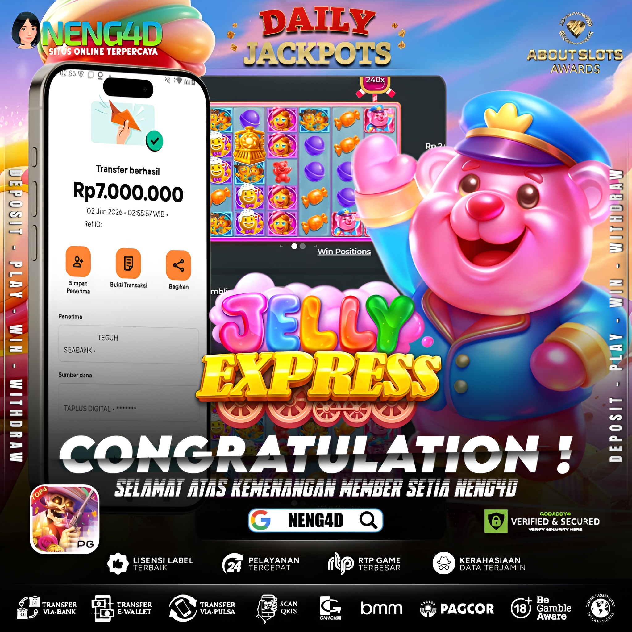 MENANG 7JT MAIN DI JELLY EXPRESS PRAGMATIC PLAY