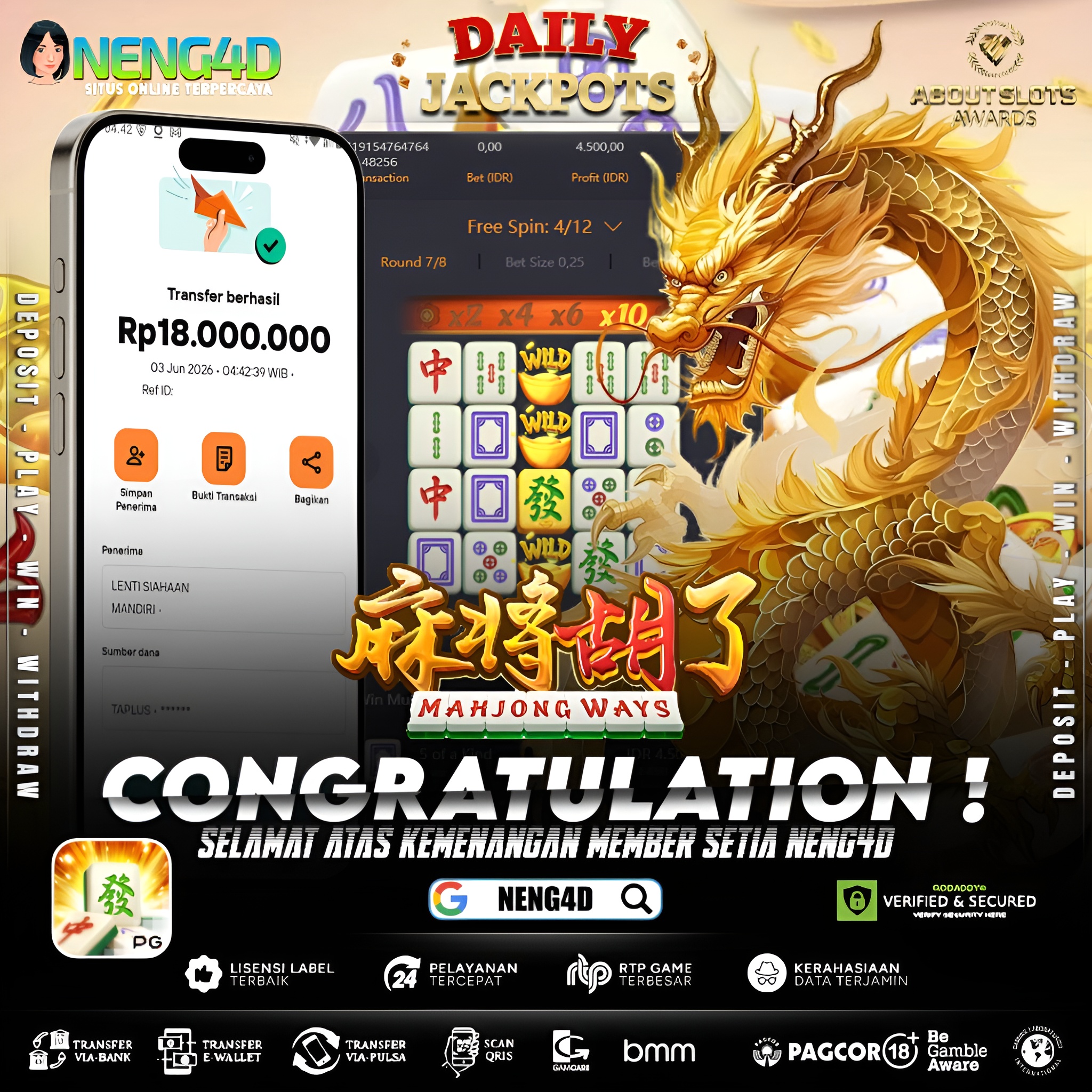 MENANG 18JT MAIN DI MAHJONG WAYS PG SOFT