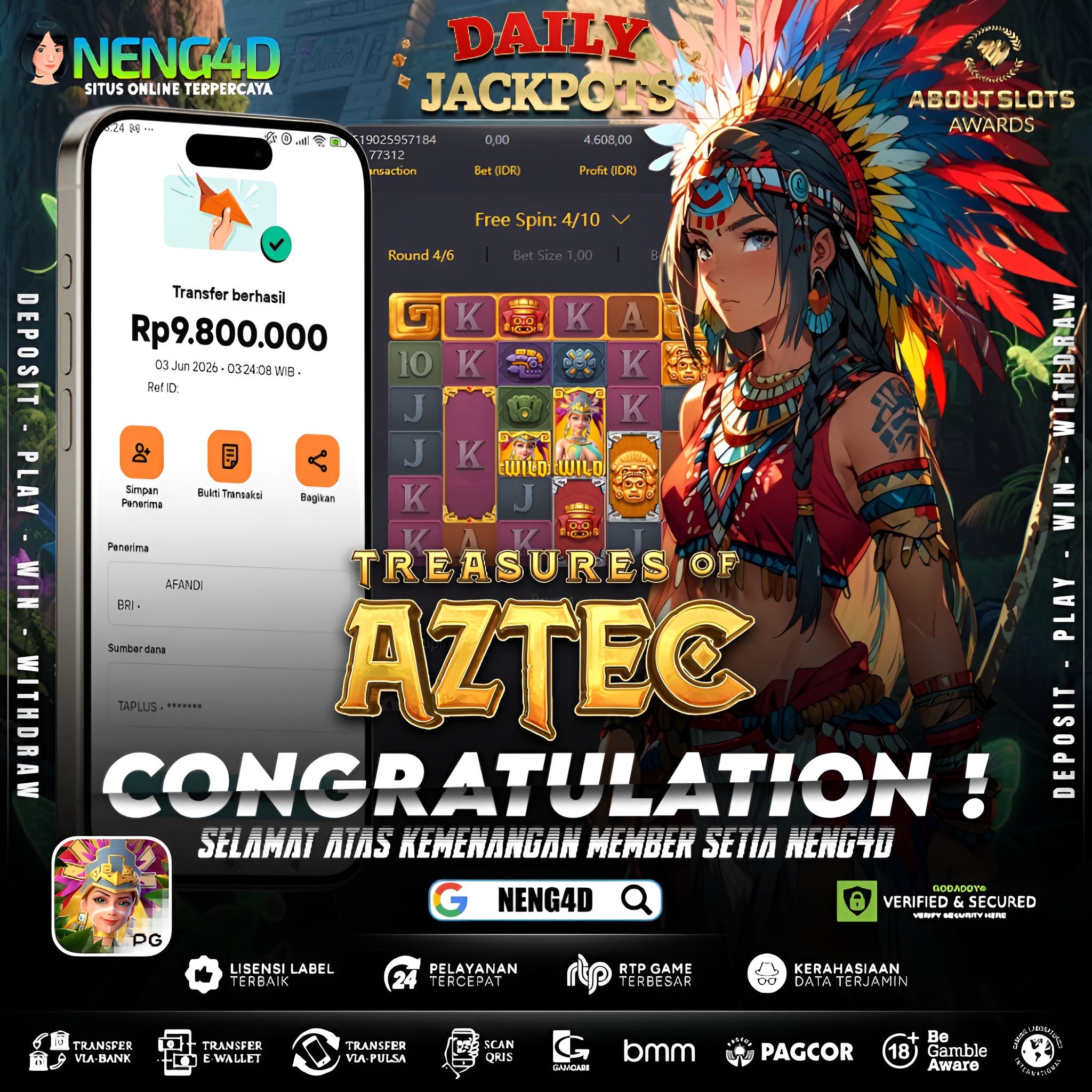 MENANG 9JT MAIN DI TREASURES OF AZTEC PG SOFT
