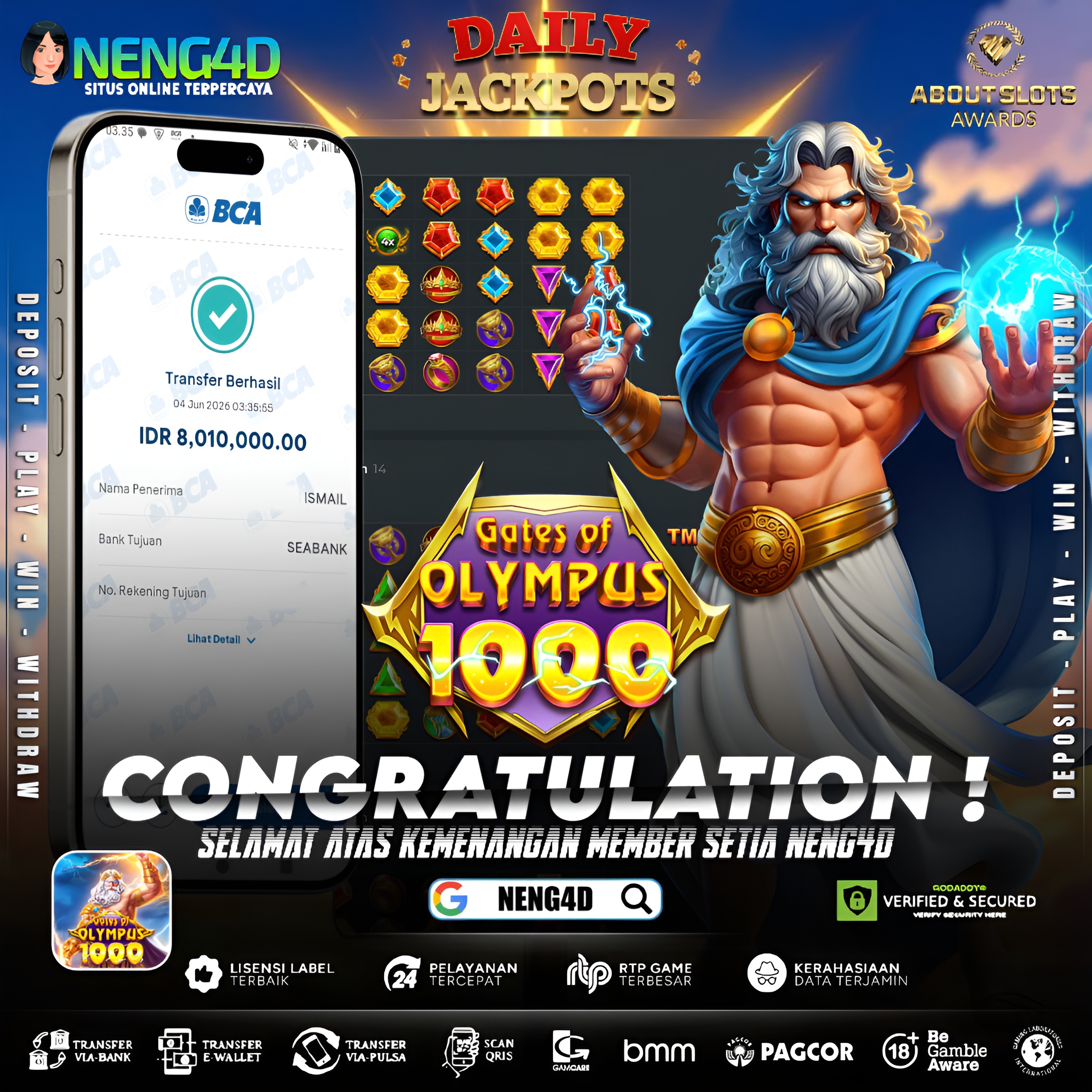 MENANG 8JT MAIN DI GATES OF OLYMPUS 1000 PRAGMATIC PLAY