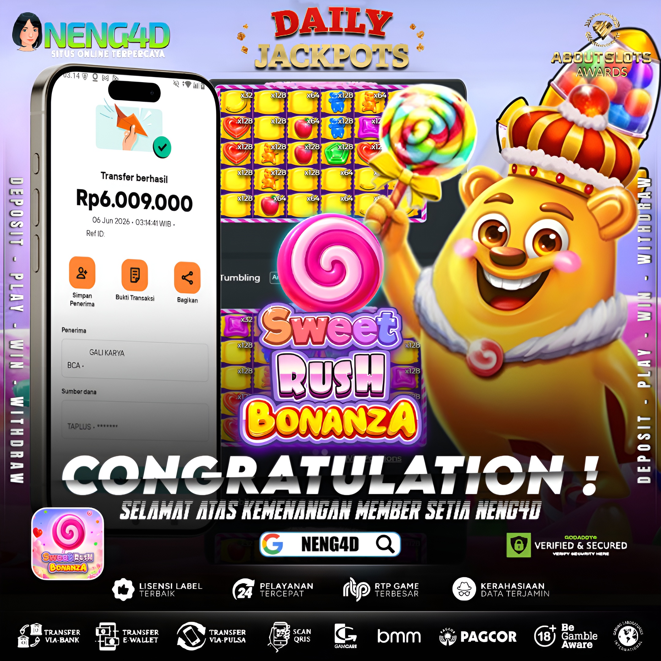MENANG 6JT MAIN DI SWEET RUSH BONANZA PRAGMATIC PLAY