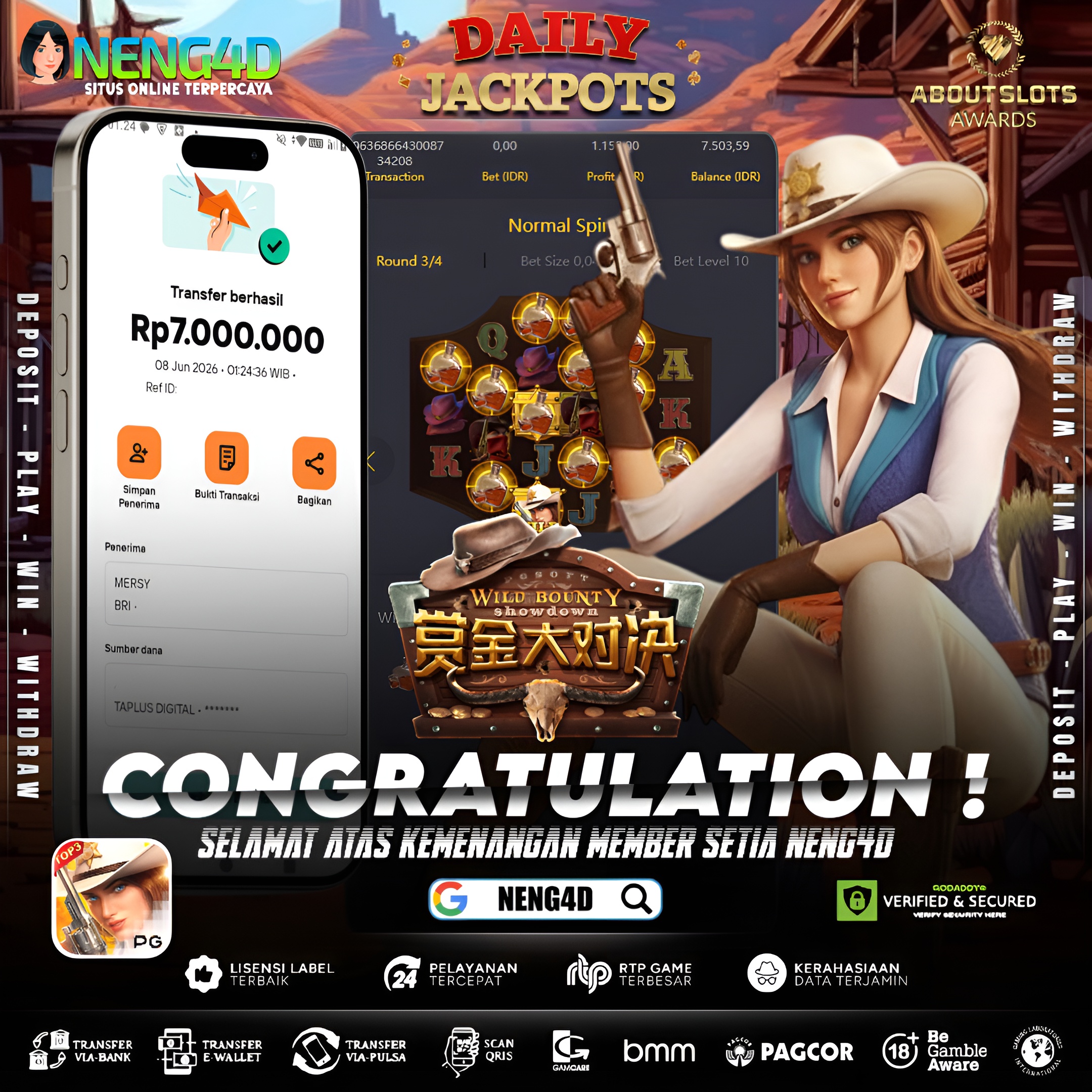 MENANG 7JT MAIN DI WILD BOUNTY SHOWDOWN PG SOFT