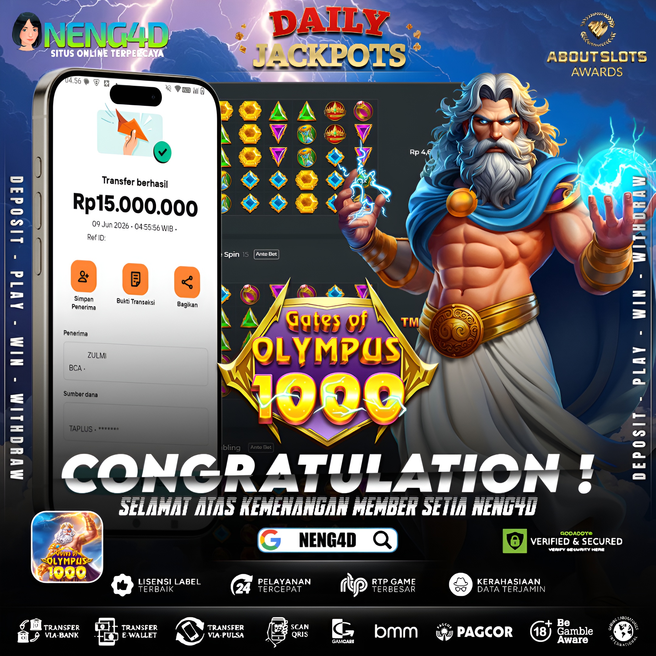 MODAL SEDIKIT BERHASIL TEMBUS 15 JUTA DI GATES OF OLYMPUS 1000