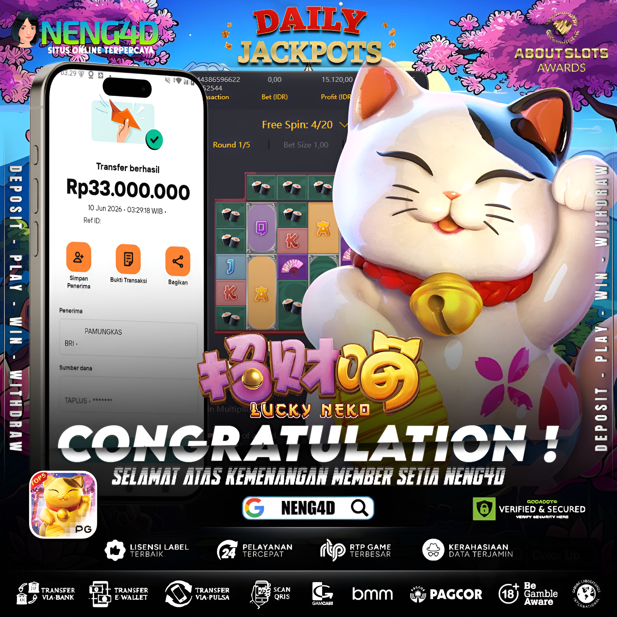 MENANG 30JT MAIN DI LUCKY NEKO PG SOFT