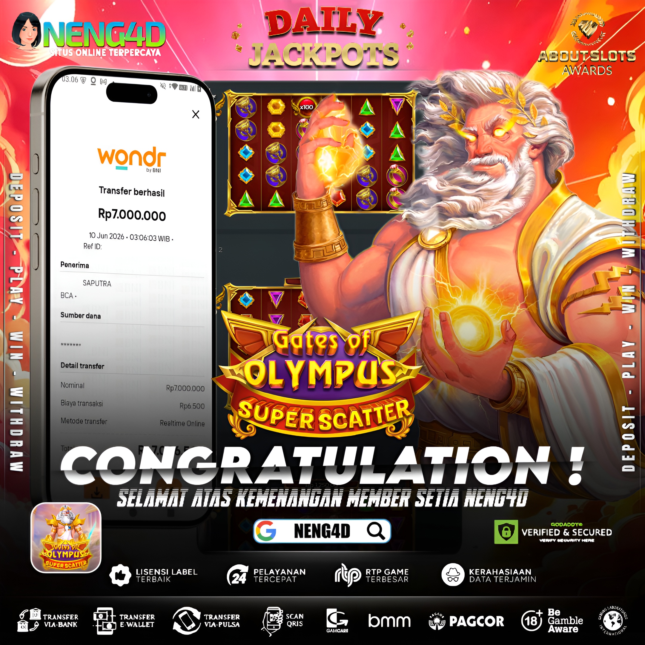 MENANG 7JT MAIN DI GATES OF OLYMPUS SUPER SCATTER PRAGMATIC PLAY