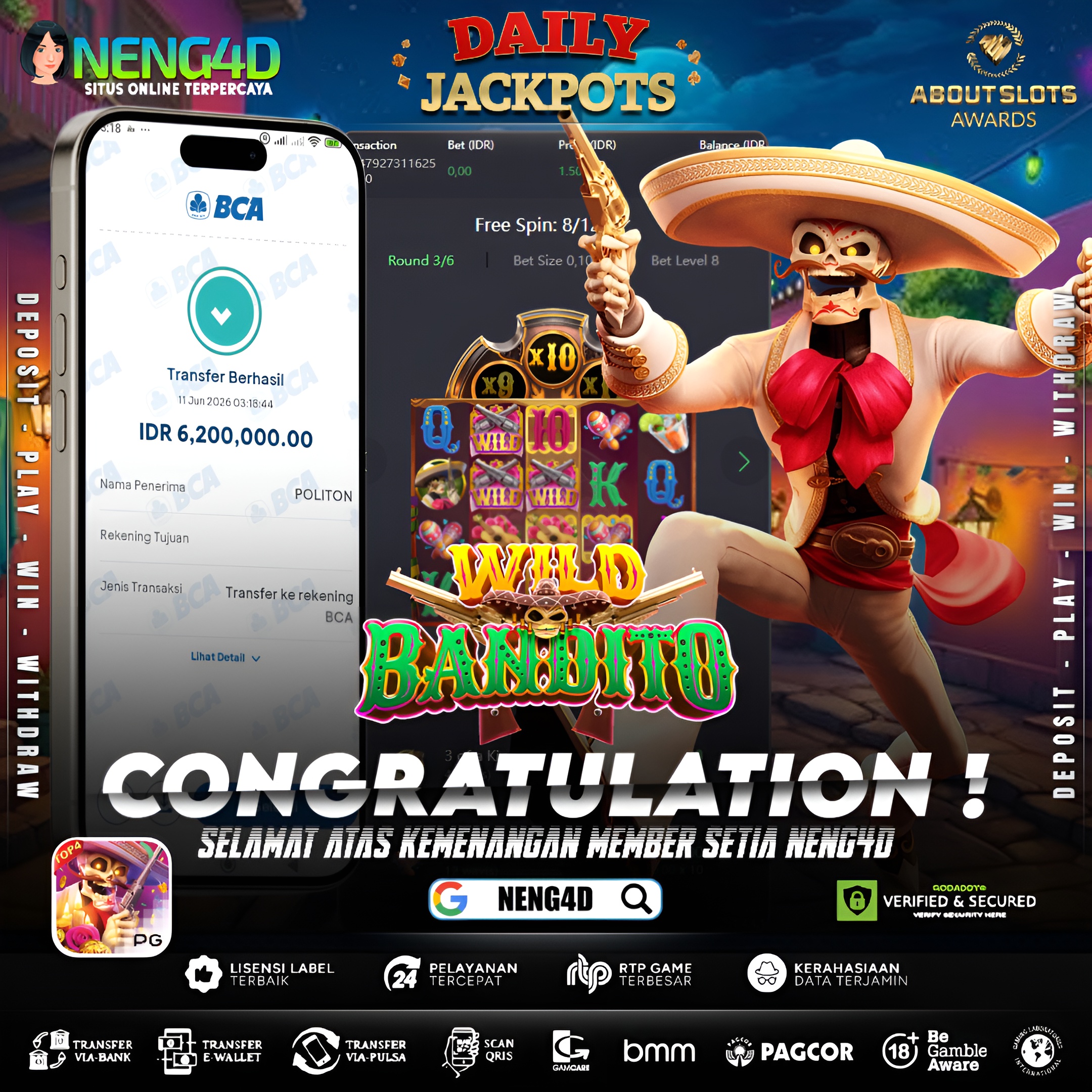 MENANG 6JT MAIN DI WILD BANDITO PG SOFT