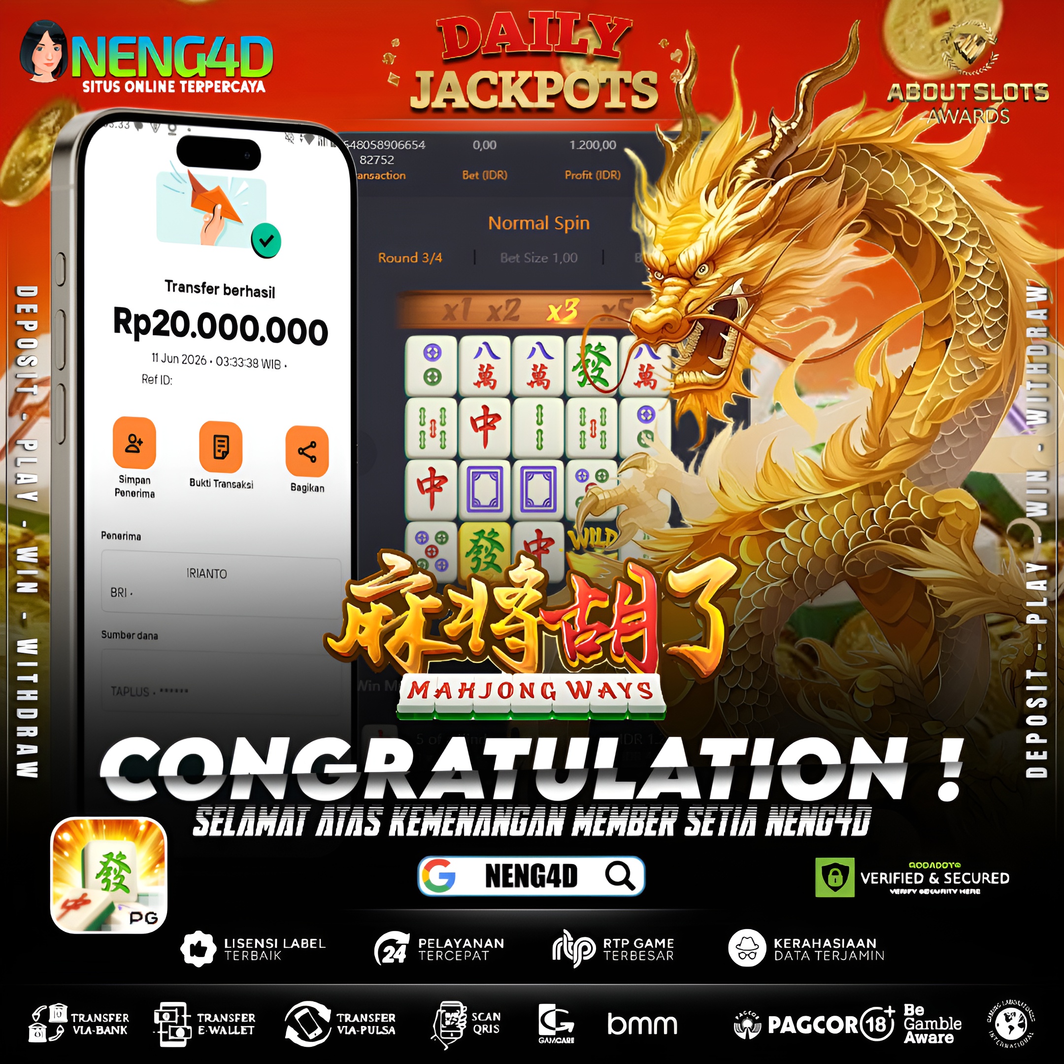 MENANG 20JT MAIN DI MAHJONG WAYS PG SOFT