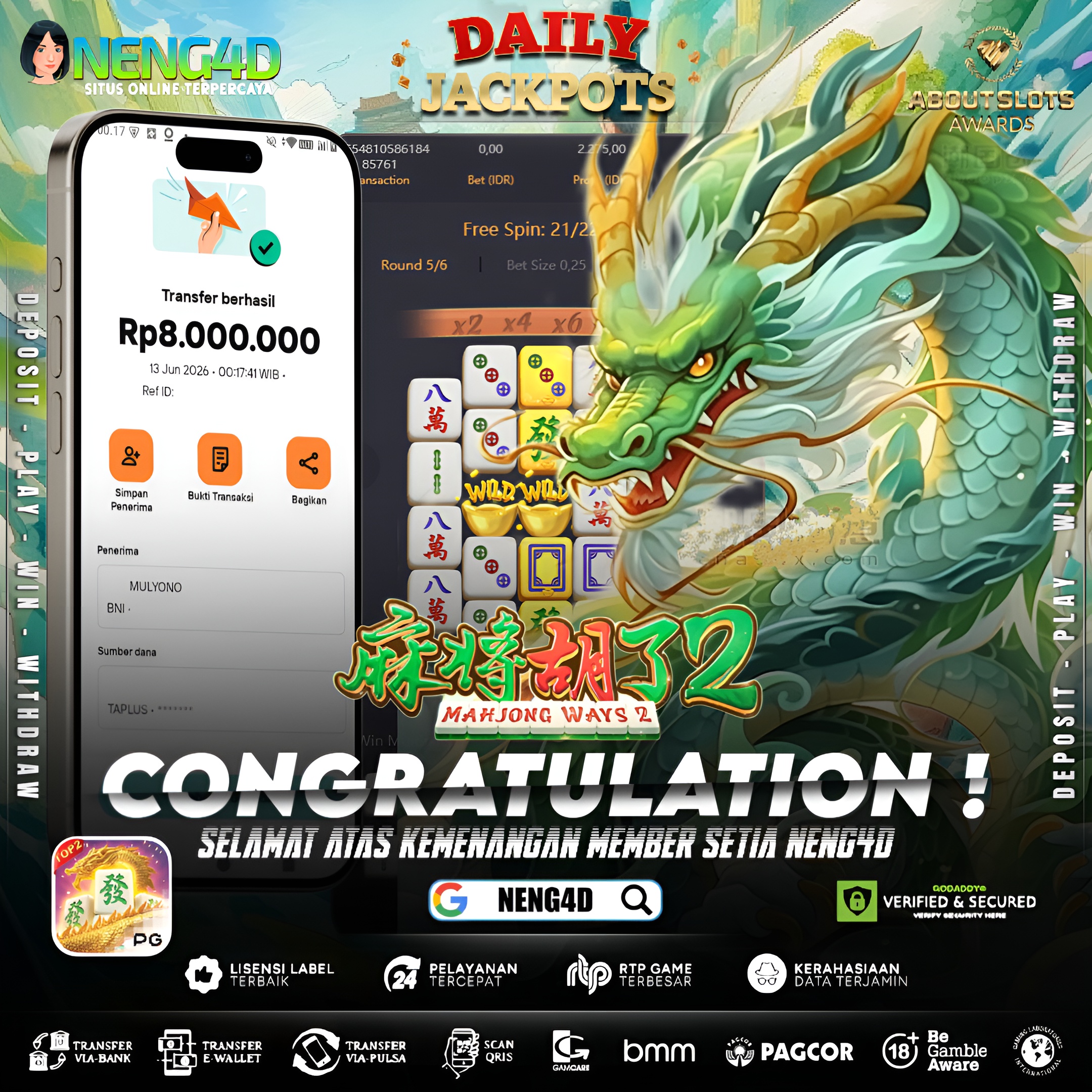MENANG 8JT MAIN DI MAHJONG WAYS 2 PG SOFT