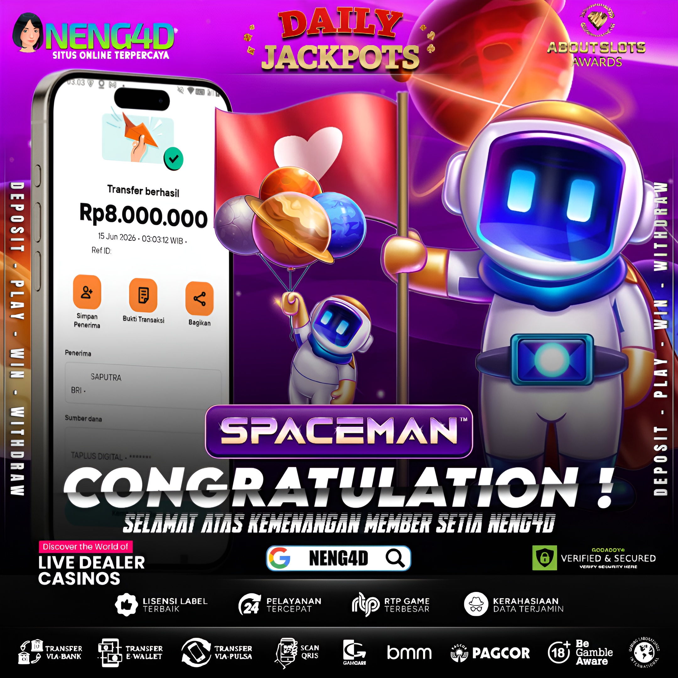 MENANG 8JT MAIN DI SPACEMAN PRAGMATIC PLAY