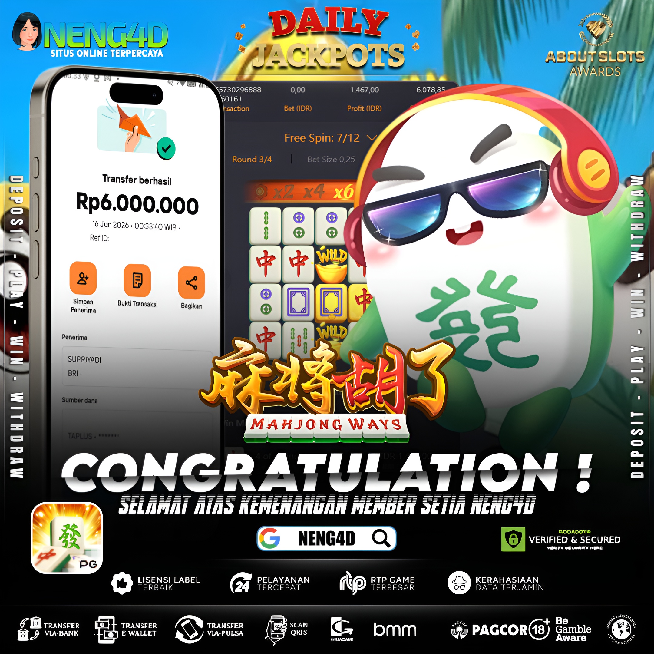 MENANG 6JT MAIN DI MAHJONG WAYS PG SOFT