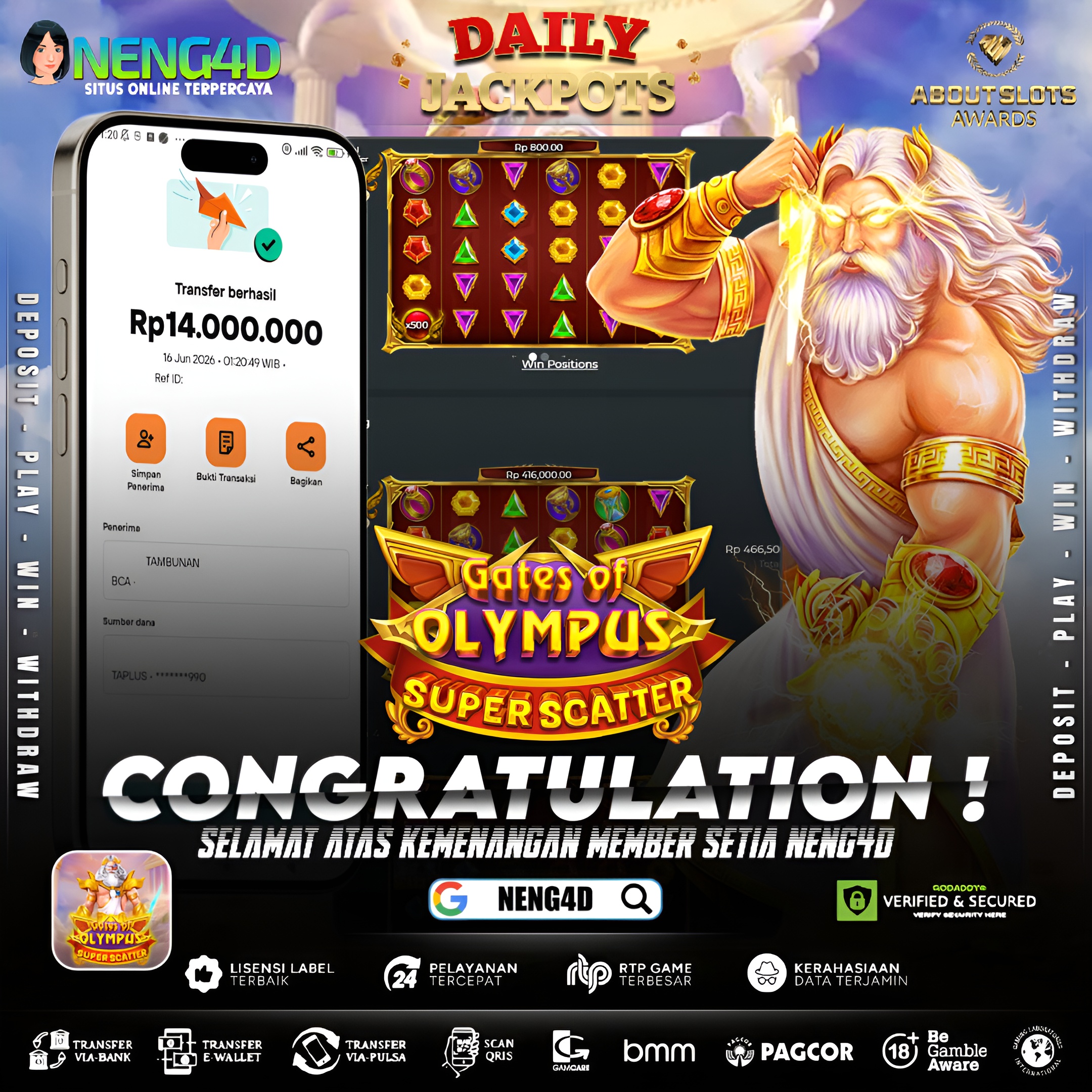 MENANG 14JT MAIN DI GATES OF OLYMPUS SUPER SCATTER PRAGMATIC PLAY