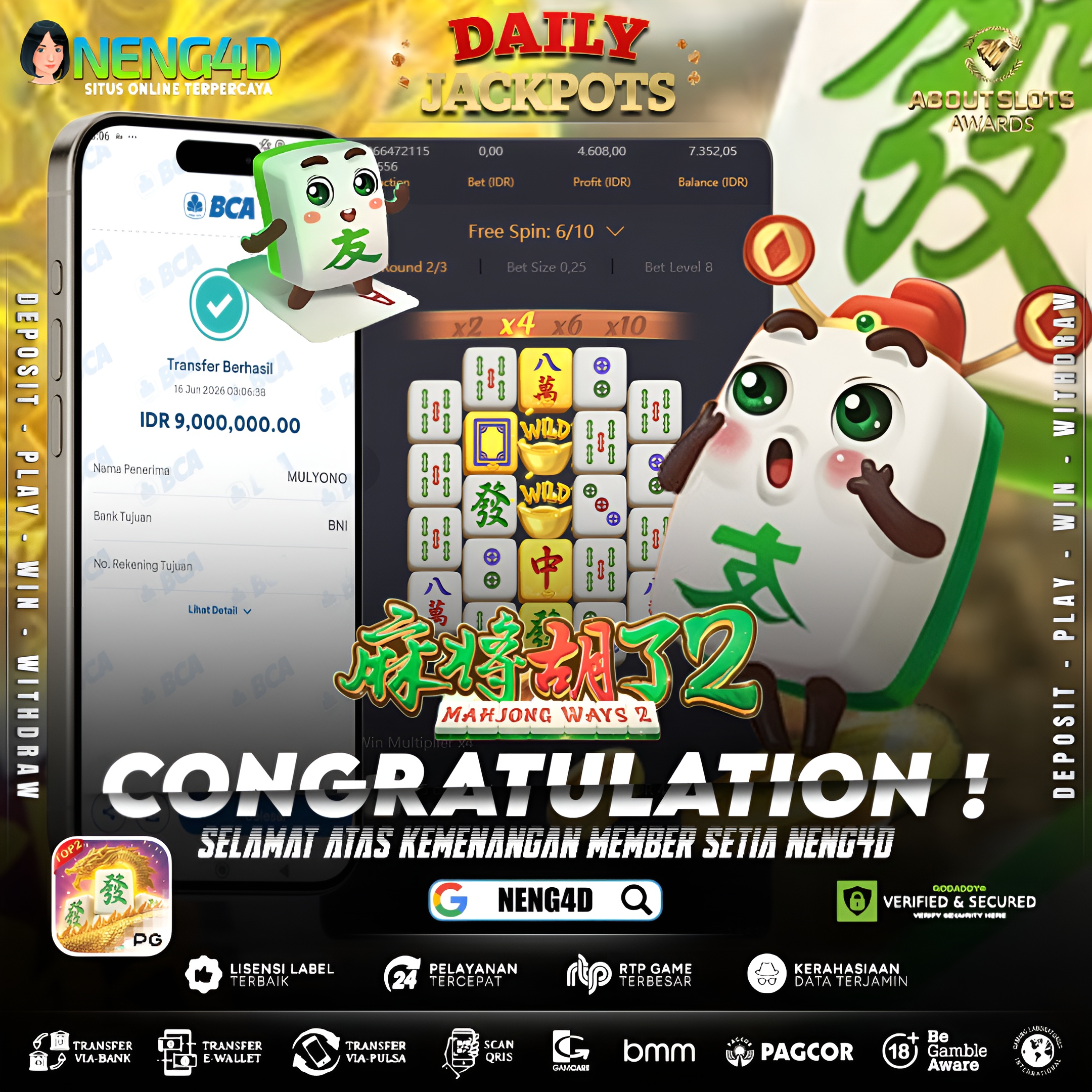 MENANG 9JT MAIN DI MAHJONG WAYS 2 PG SOFT