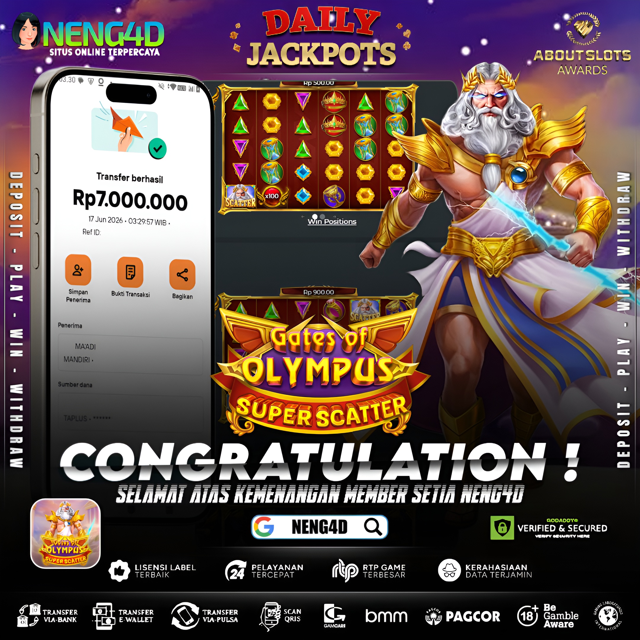 MENANG 7JT MAIN DI GATES OF OLYMPUS SUPER SCATTER PRAGMATIC PLAY