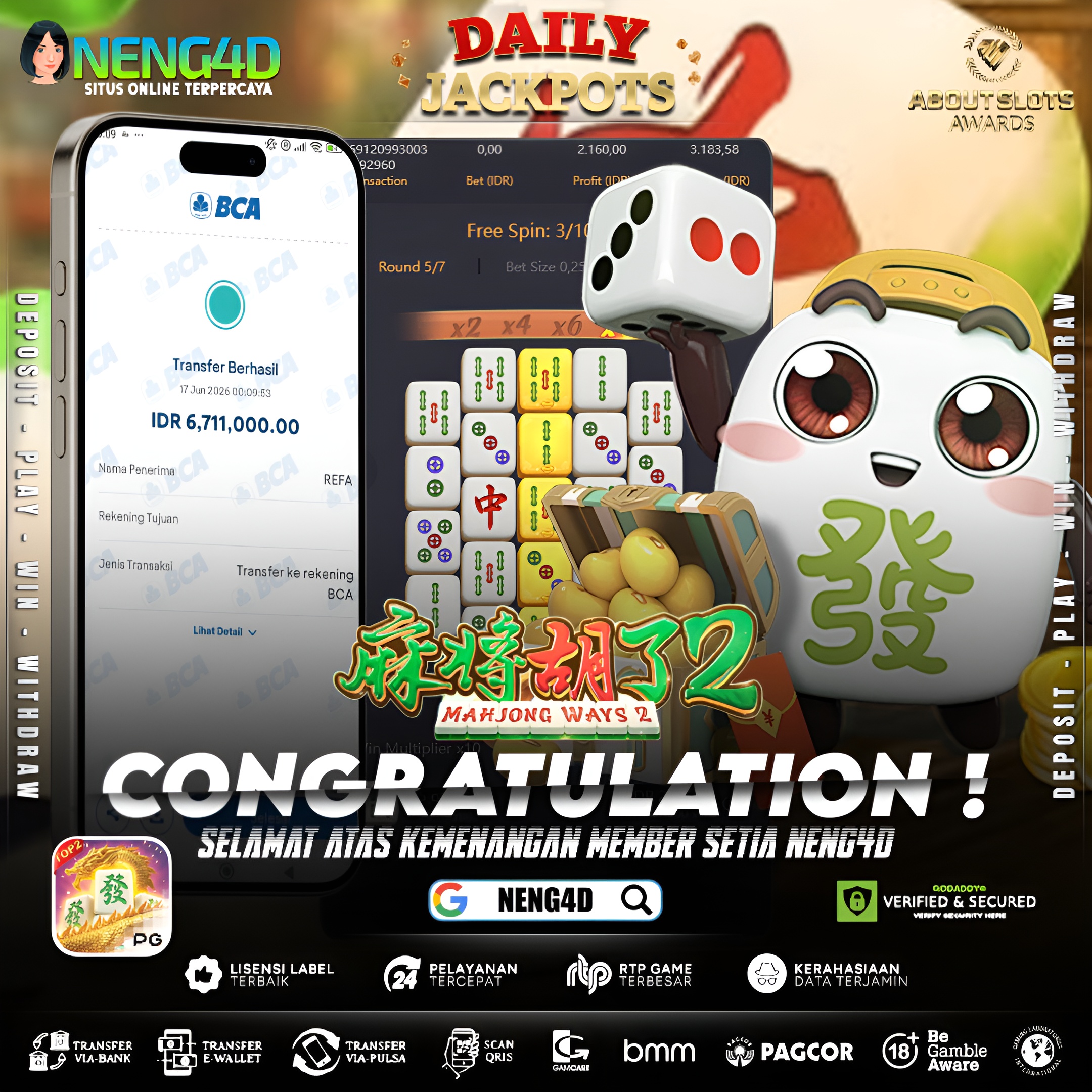 MENANG 6JT MAIN DI MAHJONG WAYS 2 PG SOFT