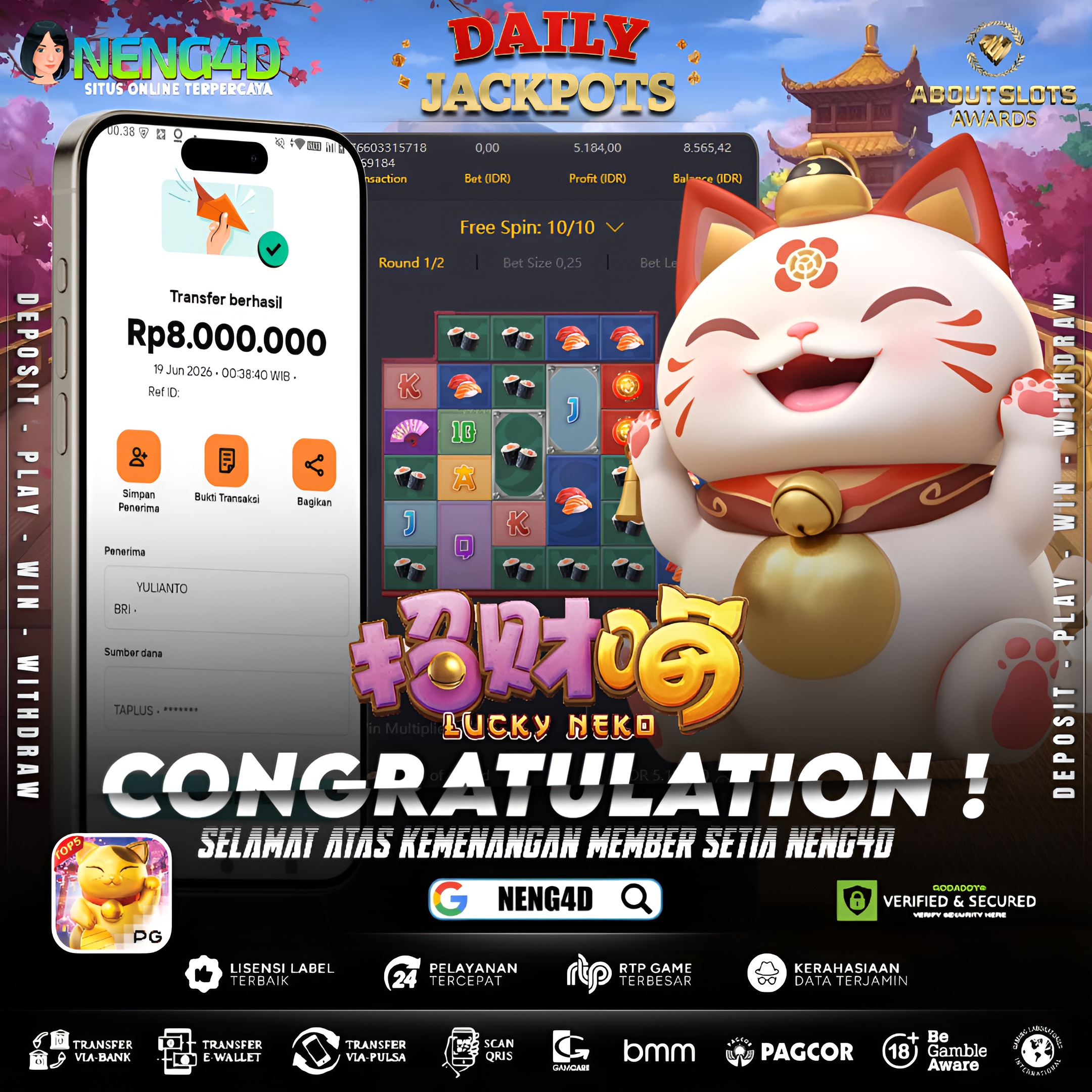 MENANG 8JT MAIN DI LUCKY NEKO PG SOFT
