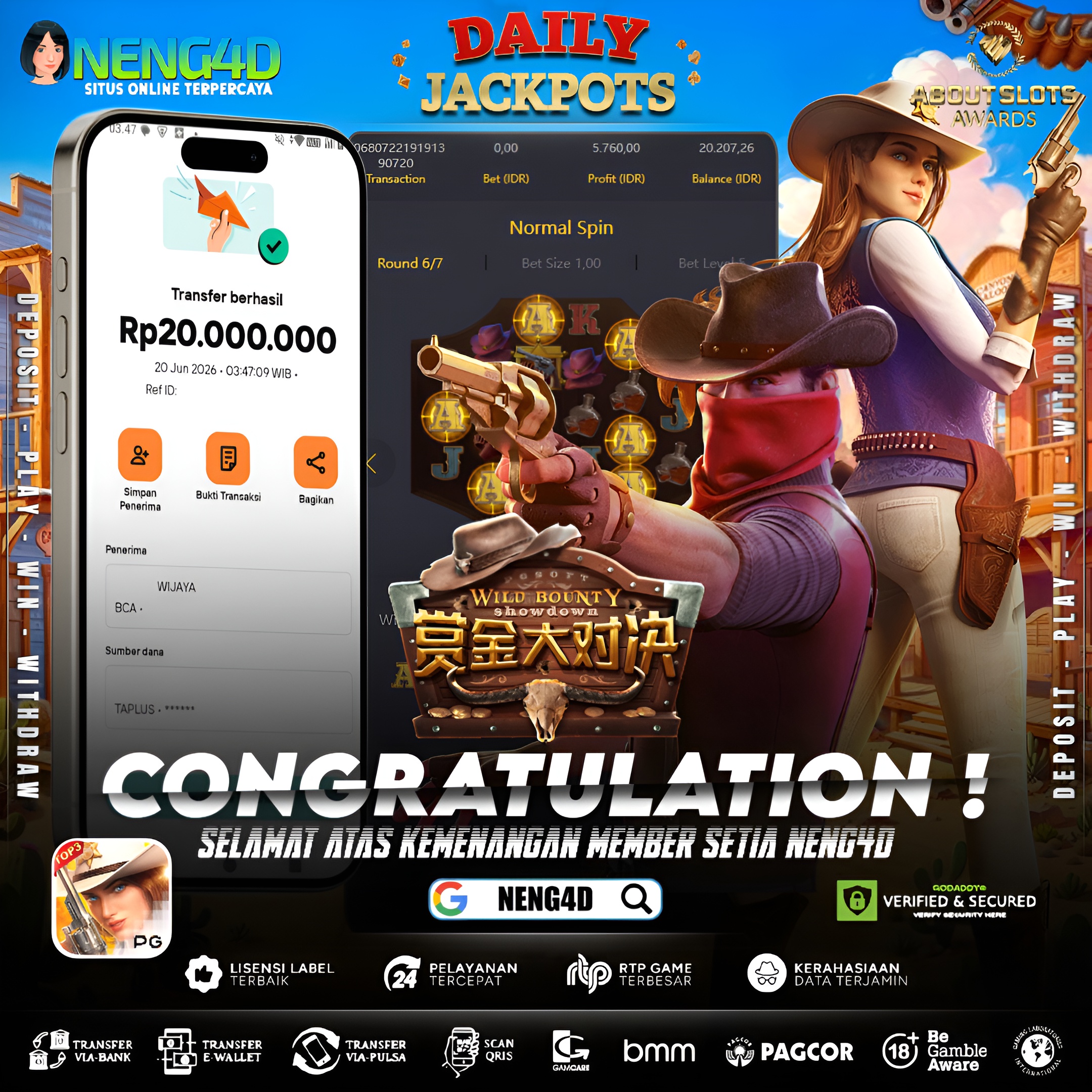 MENANG 20JT MAIN DI WILD BOUNTY SHOWDOWN PG SOFT