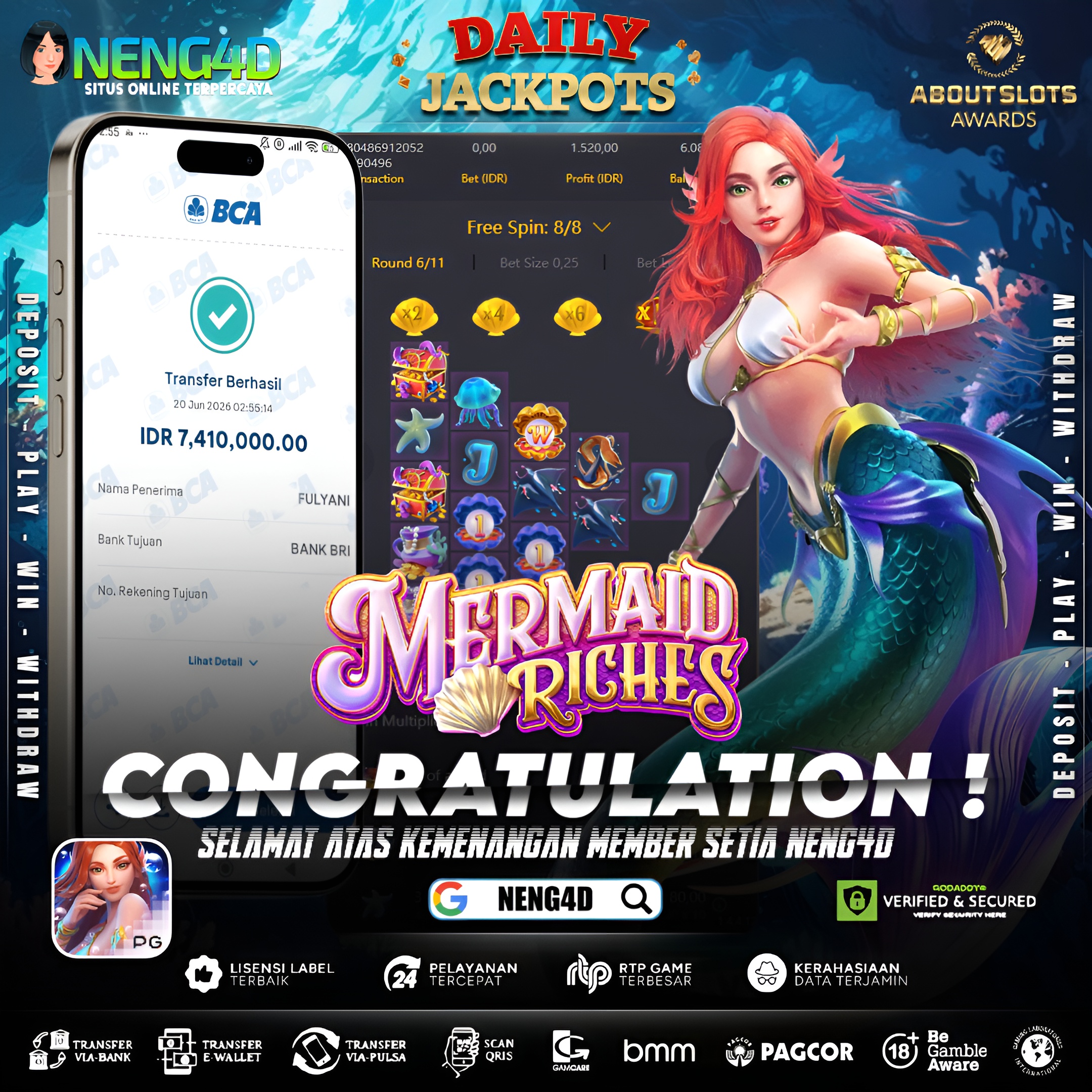 MENANG 7JT MAIN DI MERMAID RICHES PG SOFT