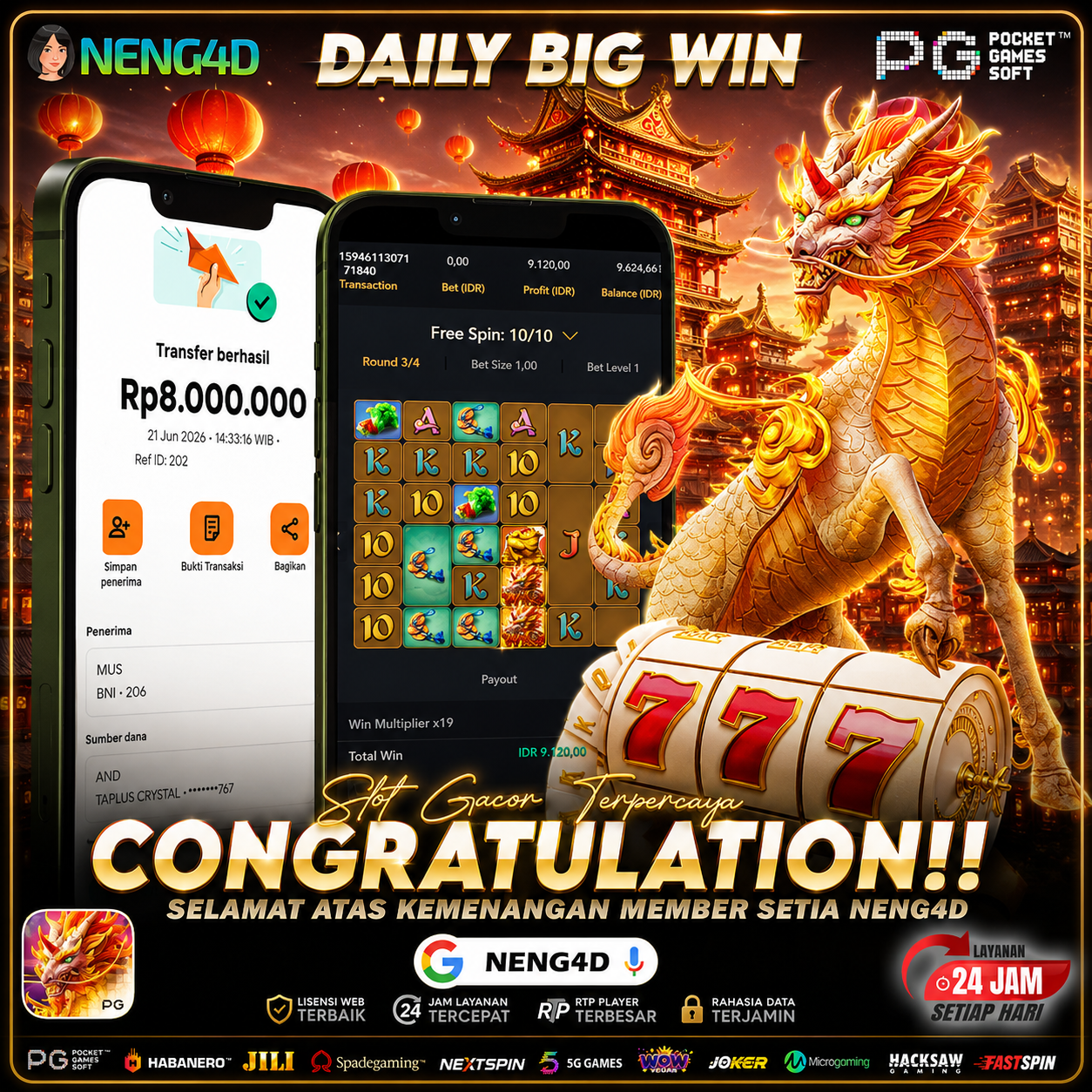 JACKPOT 8 JUTA WAYS OF THE QILIN PGSOFT