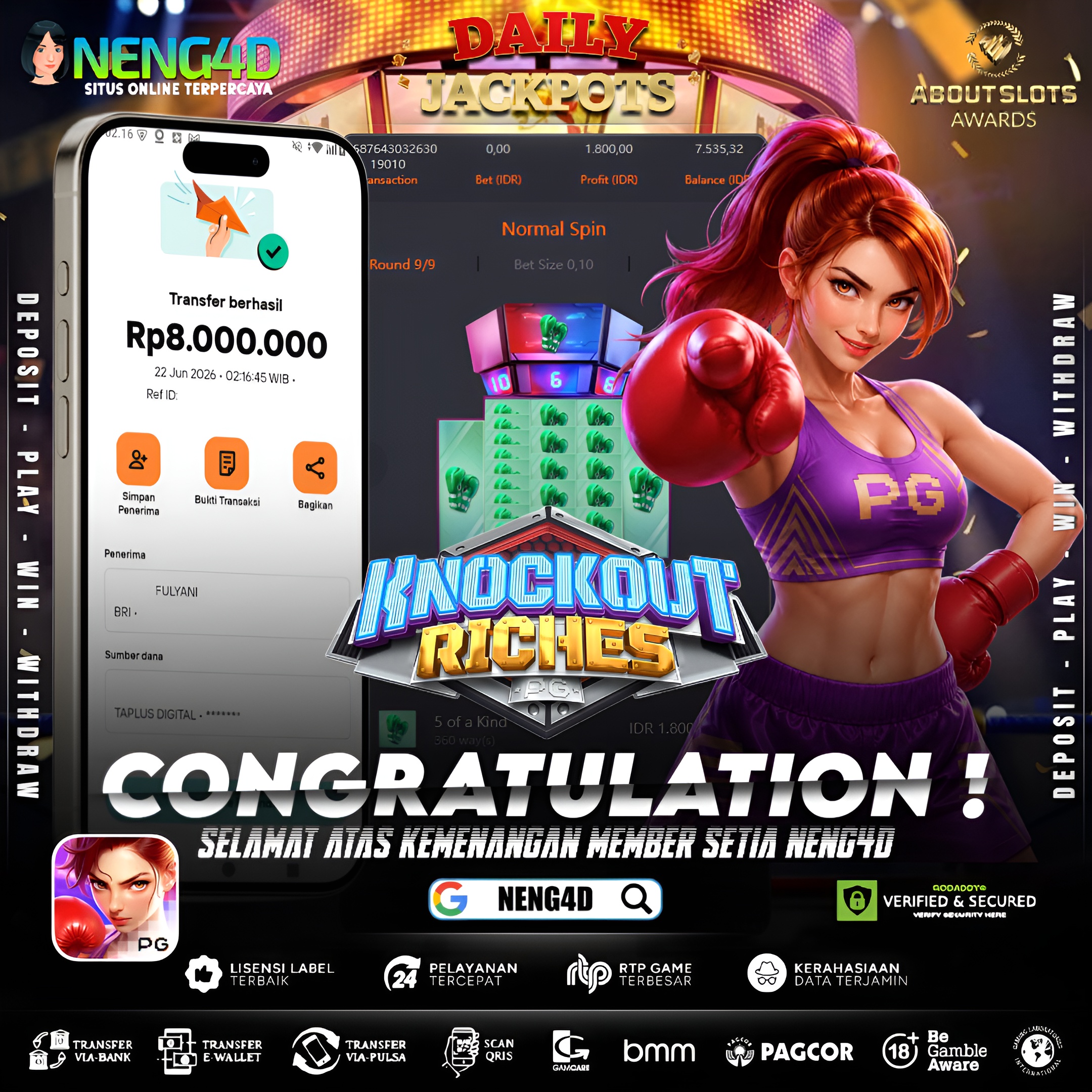 MENANG 8JT MAIN DI KNOCKOUT RICHES PG SOFT